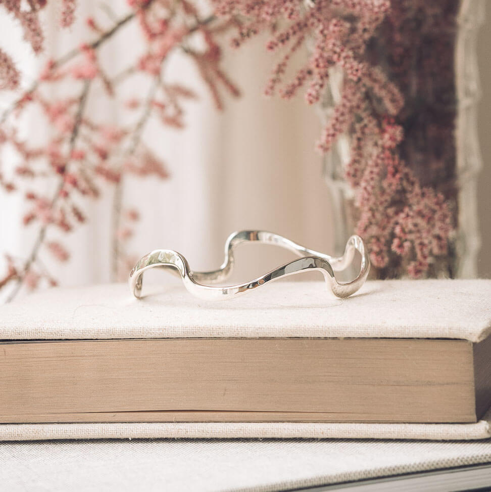 wavy silver bangle