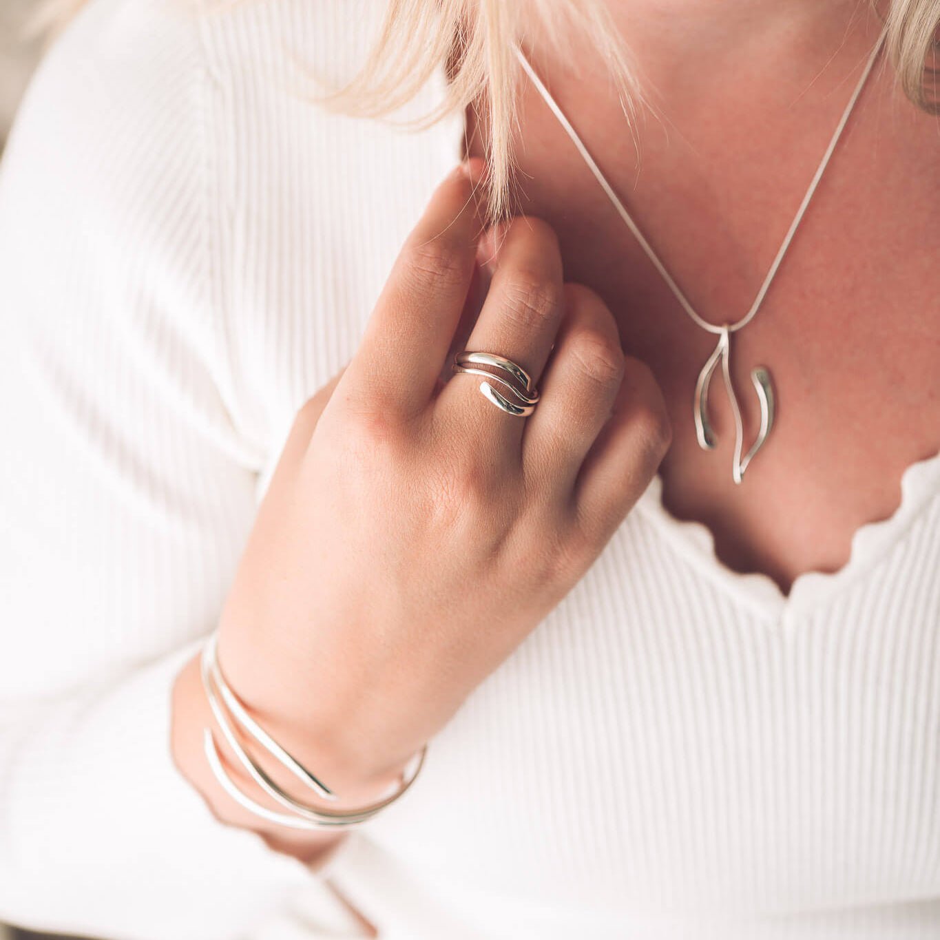 Gracie Silver Cuff Bangle - Handmade Jewellery