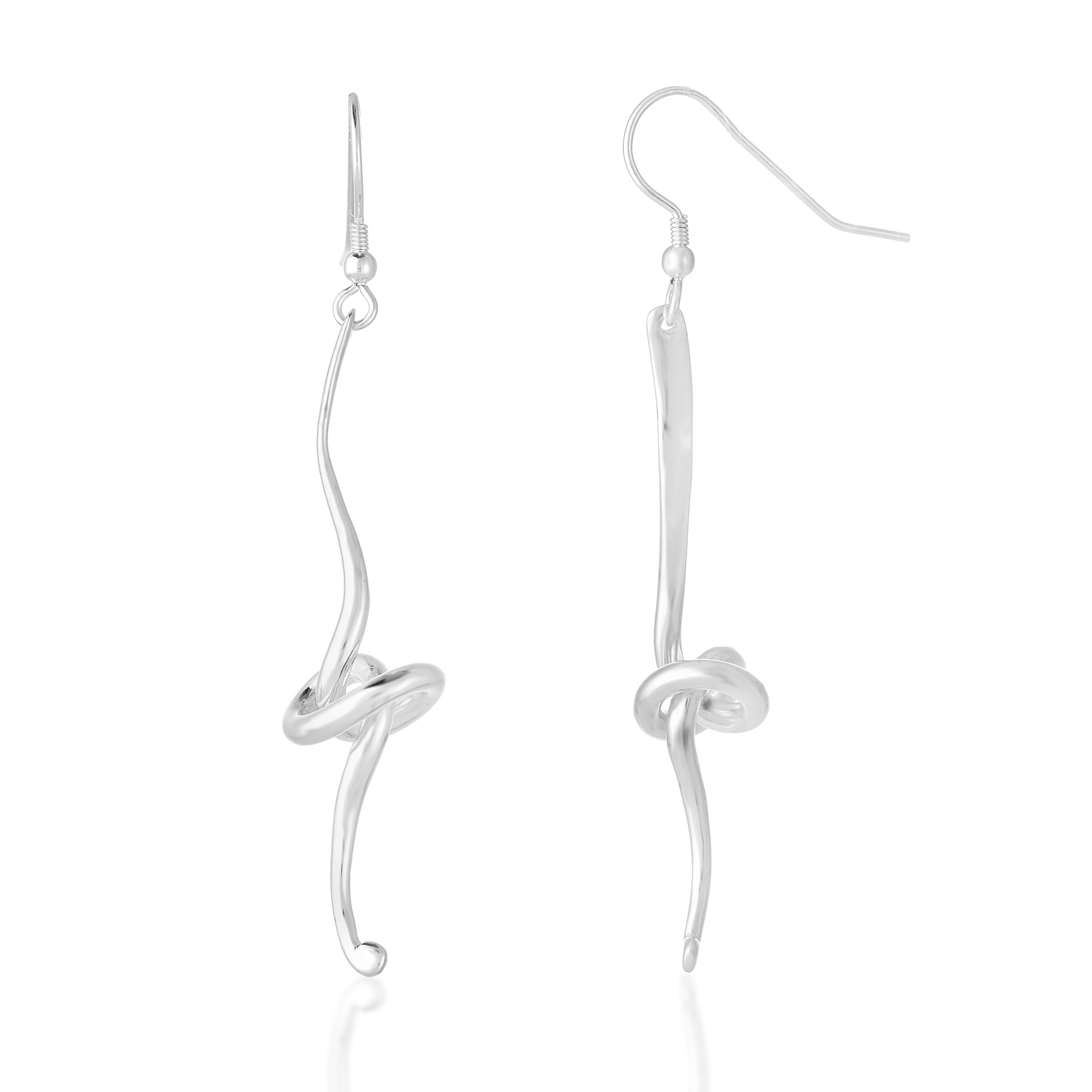 Silver Open Knot Drop Earrings