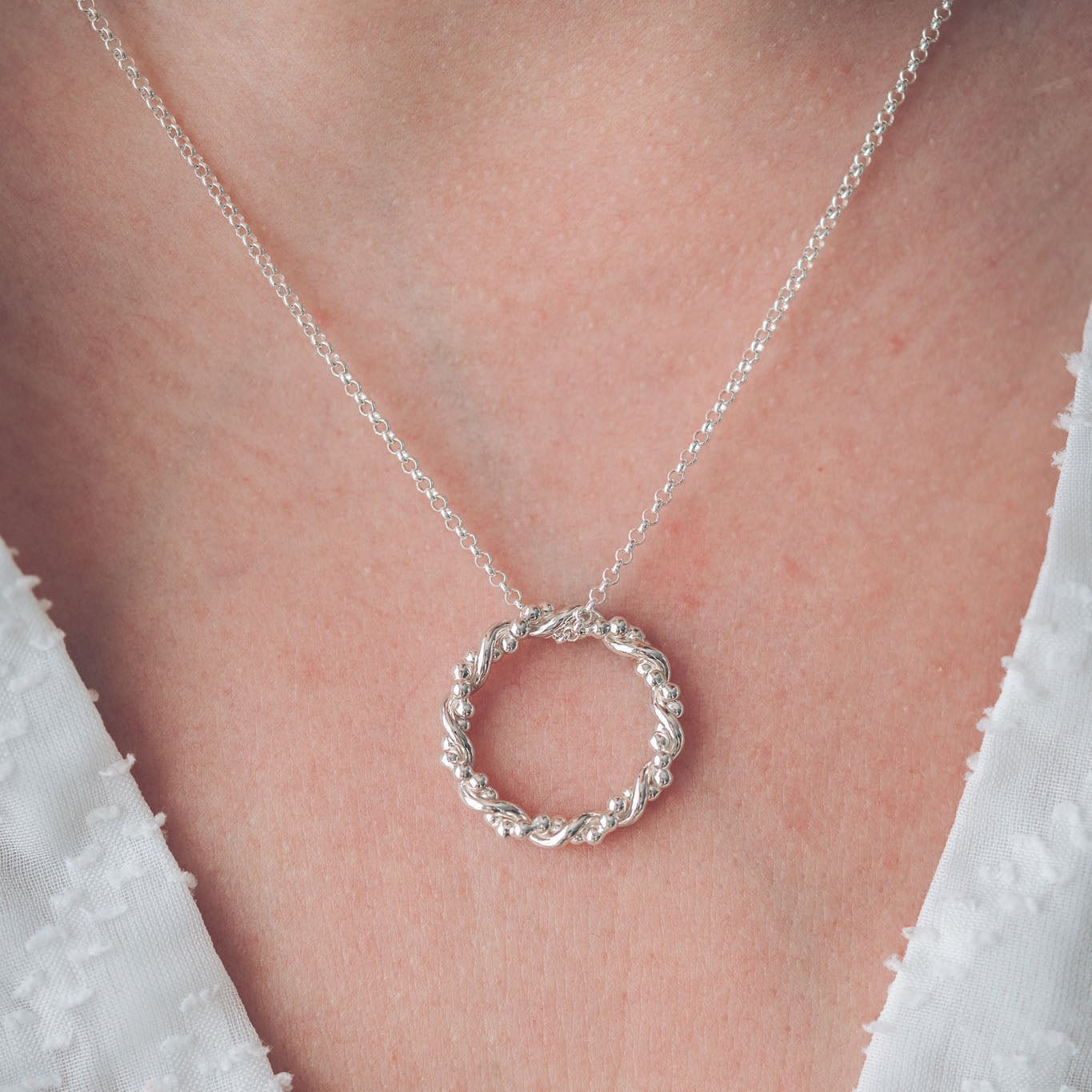 Handmade Silver Twisted Bramble Pendant