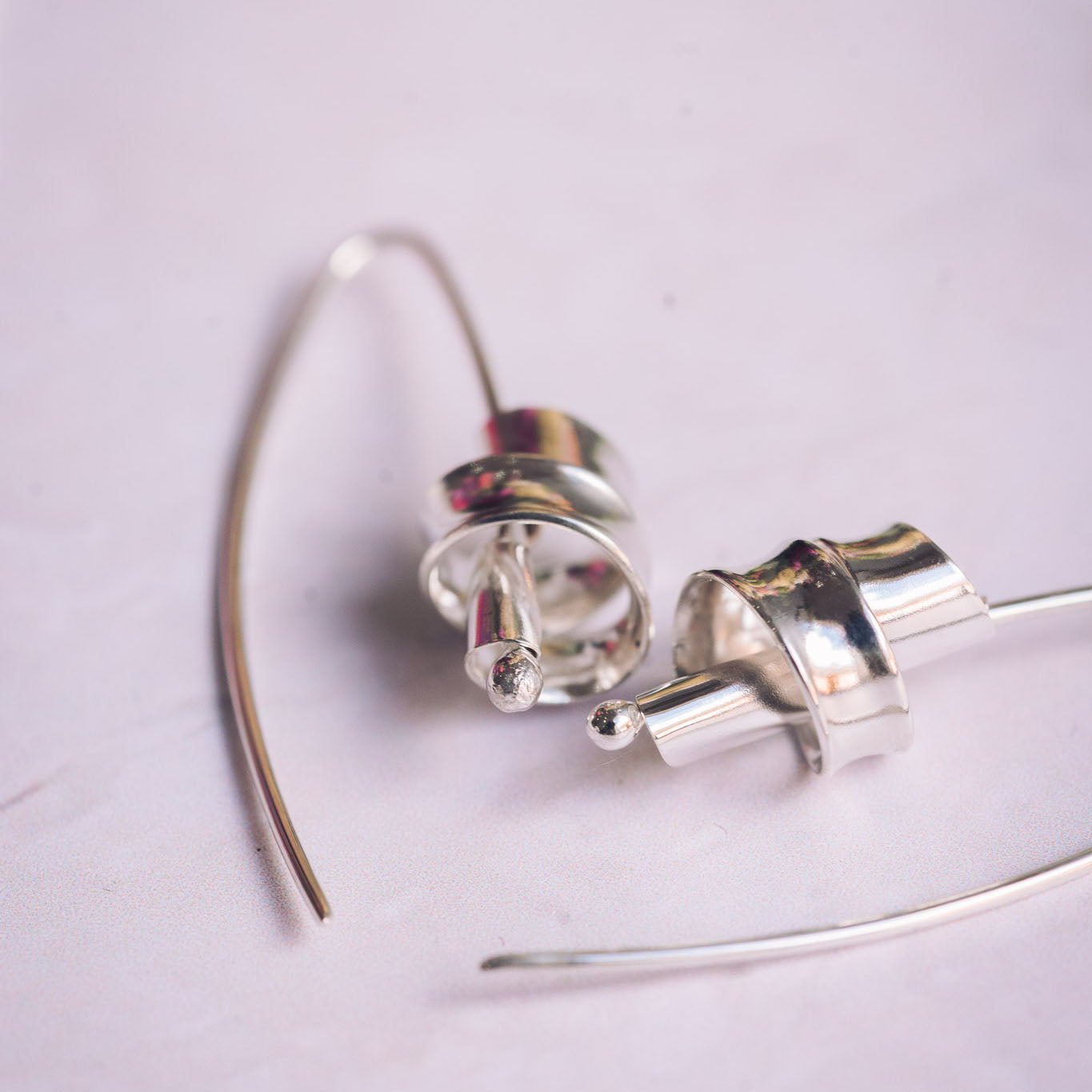 Handmade Sterling Silver Ribbon Twist Drop Earrings