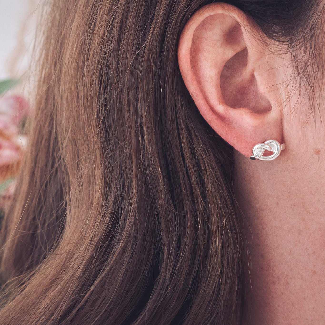 Silver Handcrafted Knotted Stud Earrings