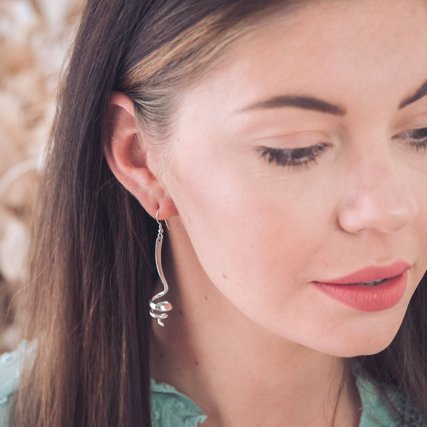 Handcrafted Silver Twist Drop Earrings