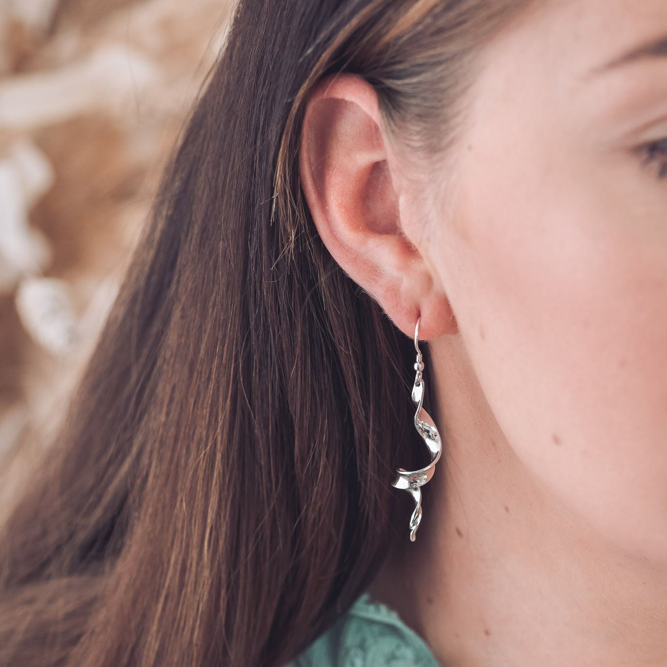 Handmade Silver Contemporary Twist Drop Earrings