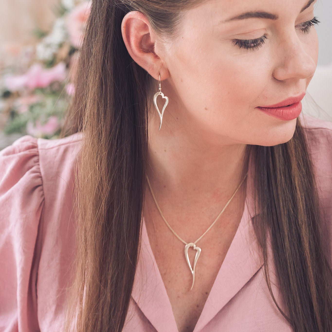 9ct Yellow Gold Zoe Heart Earrings