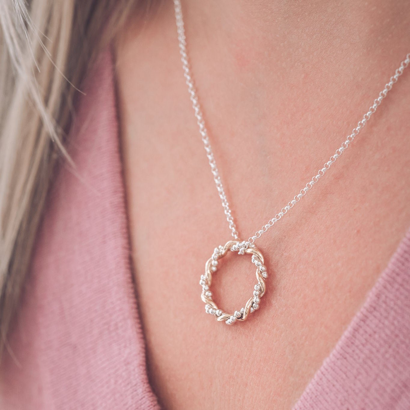 Handmade 9ct Yellow Gold and Silver Pendant