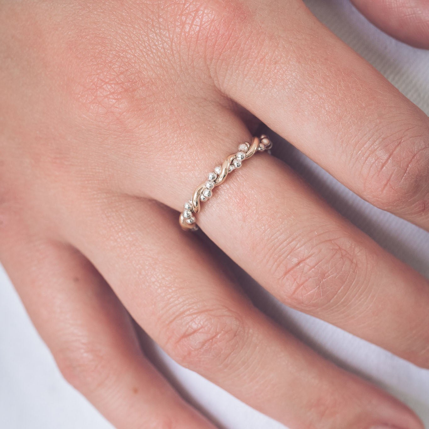 Handmade 9ct Yellow Gold and Silver Ring