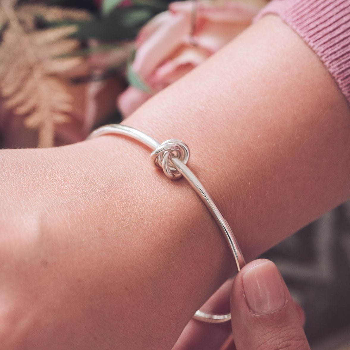 Handmade Knot Silver Bangle