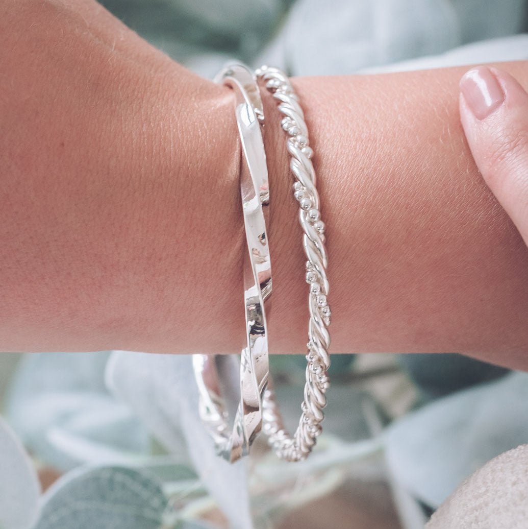 Handmade Twisted Silver Bangle