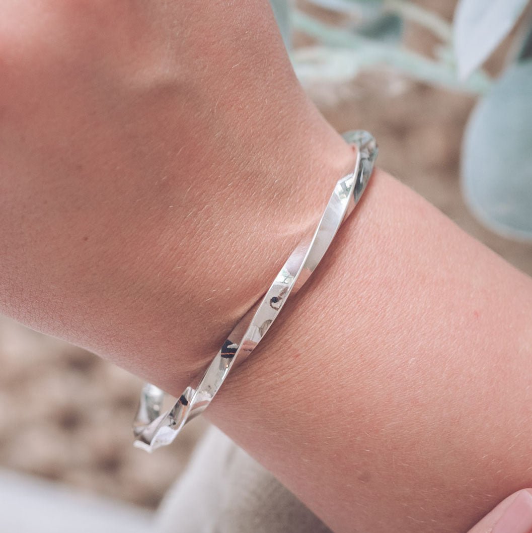 Handmade Silver Twisted Charlotte Bangle