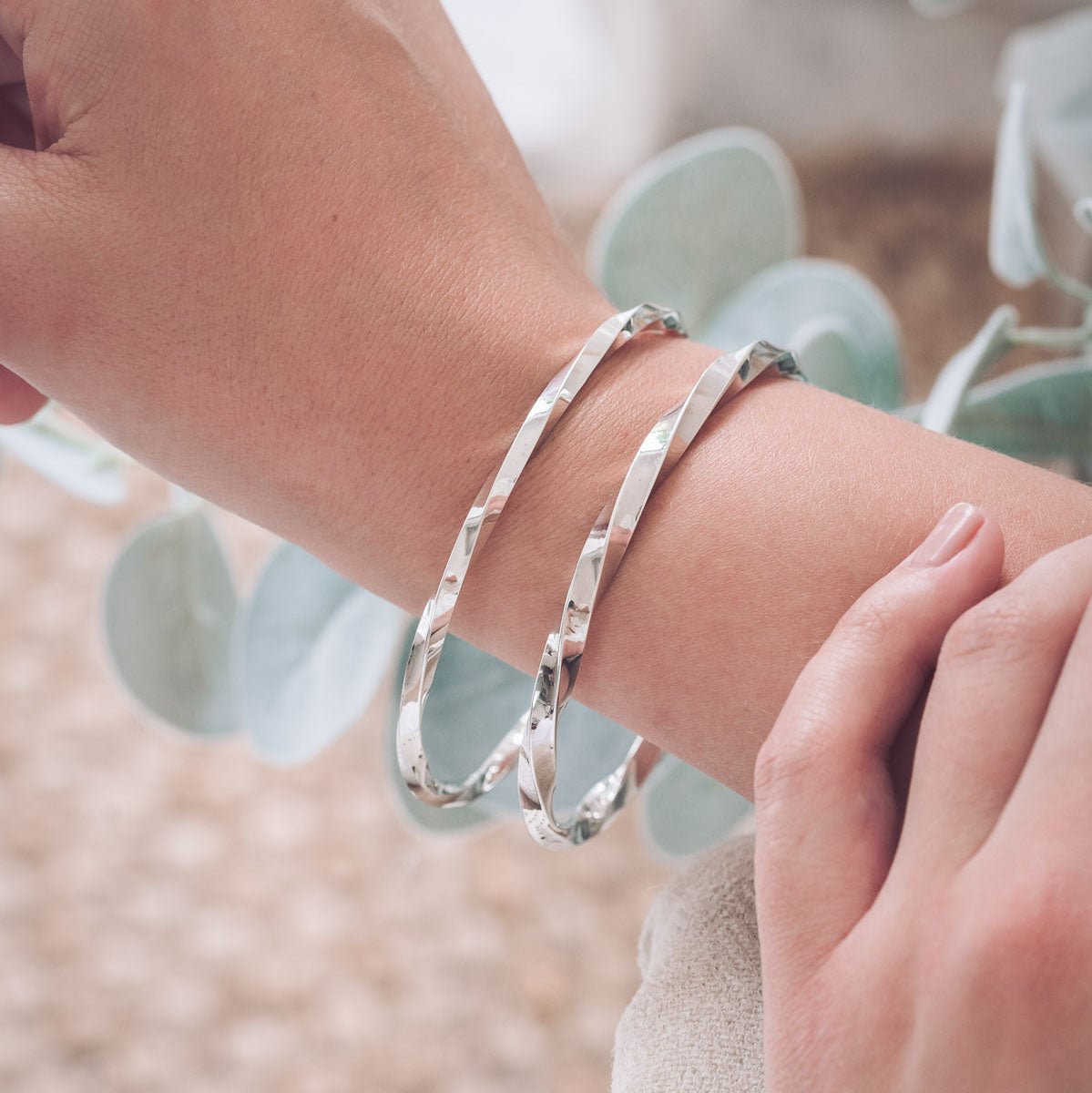 Handmade Silver Twisted Charlotte Bangle