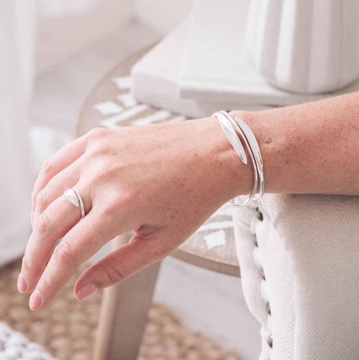 Silver Crossover, Lightly Textured Cuff