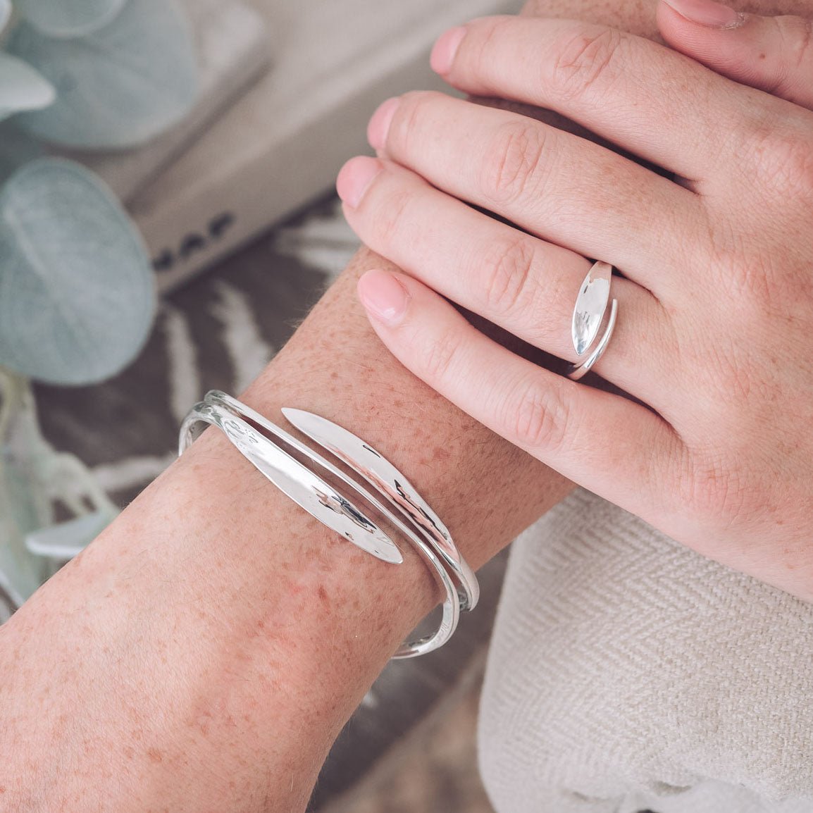 Silver Crossover, Lightly Textured Cuff
