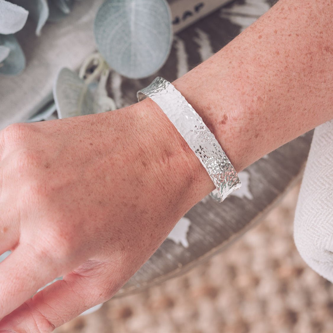 Handmade Silver Dimpled Bracelet