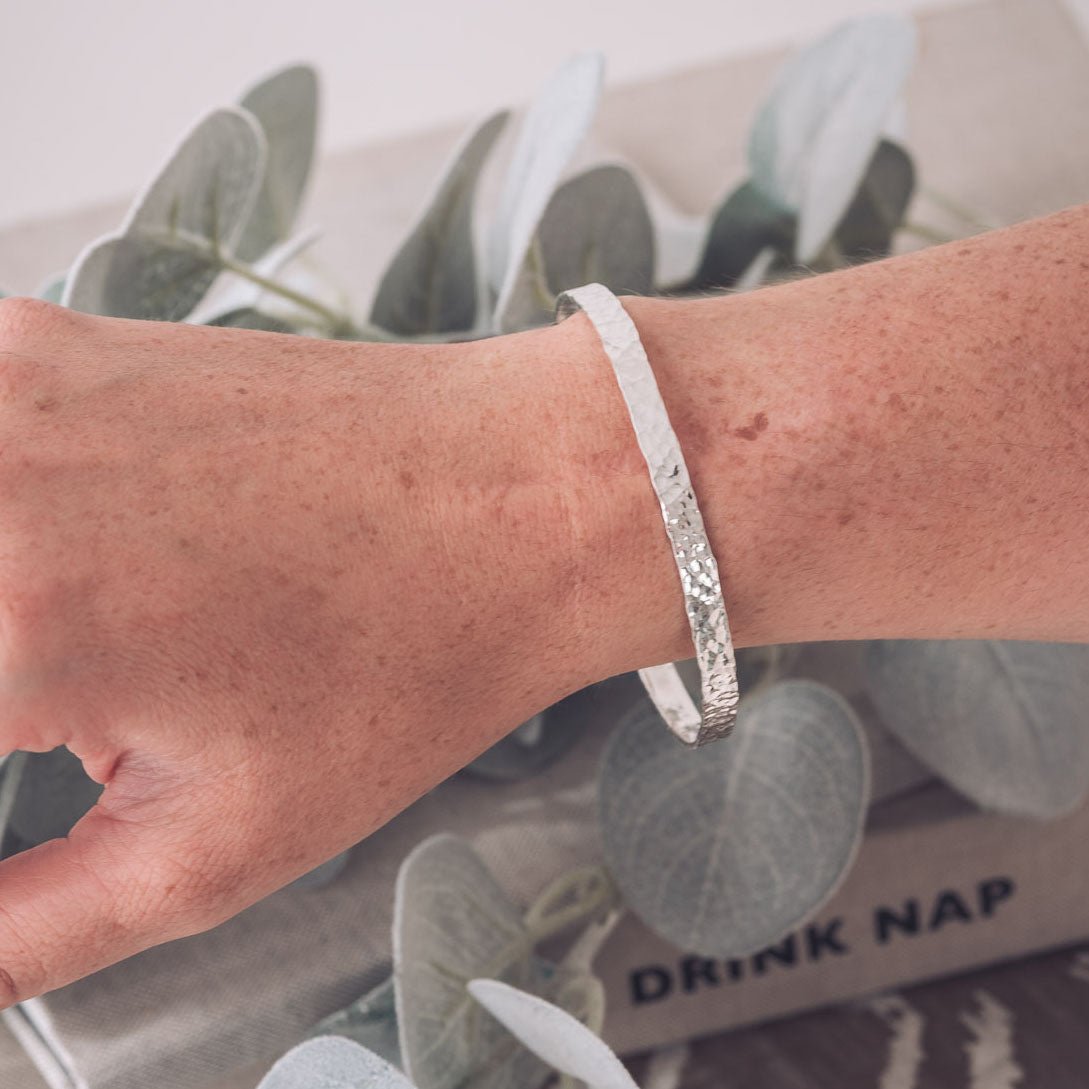 Handmade Silver Dimpled Bracelet