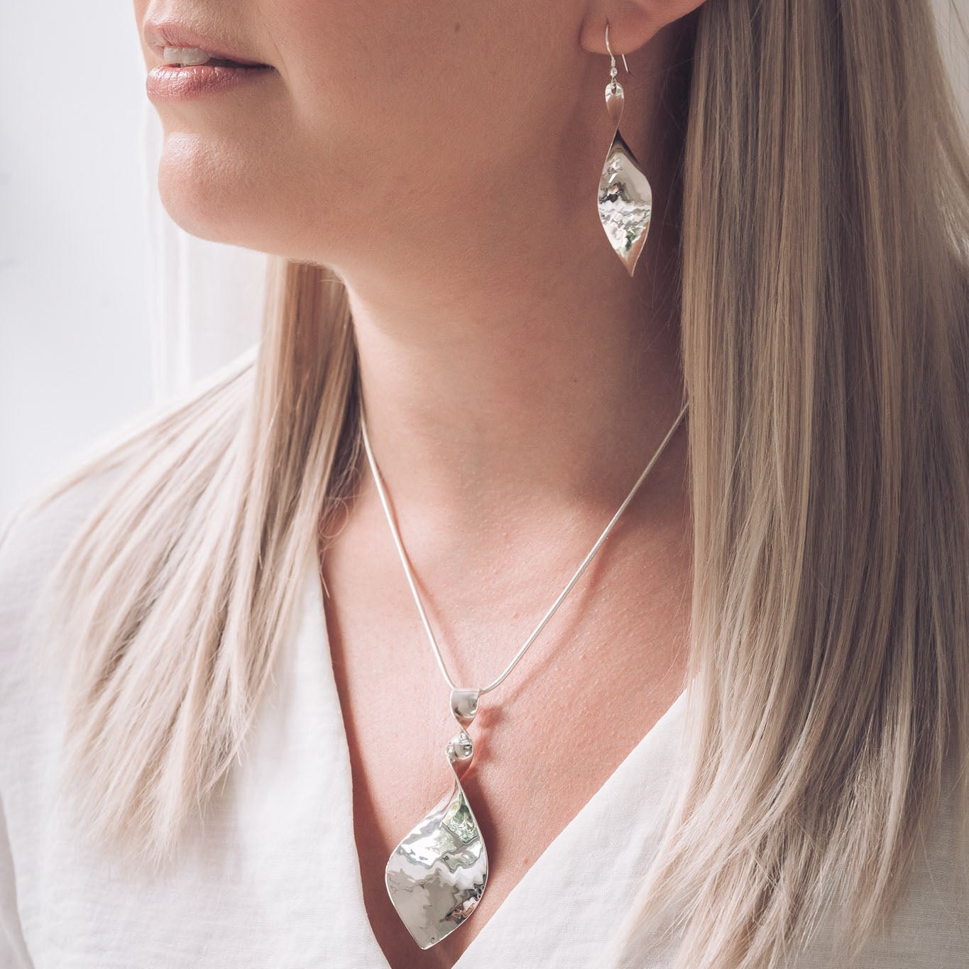Handmade Silver Texture, Twisted Earrings