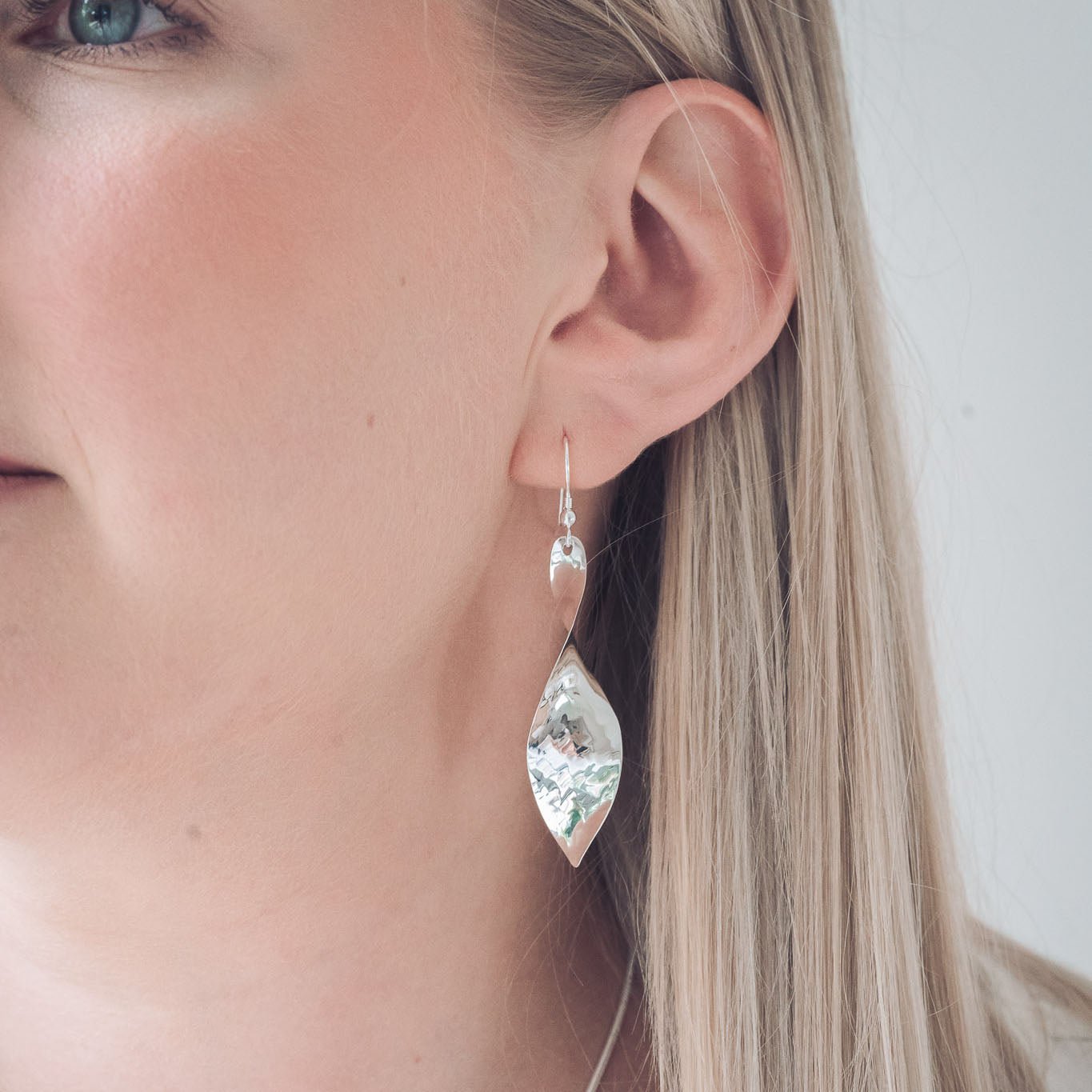 Handmade Silver Texture, Twisted Earrings