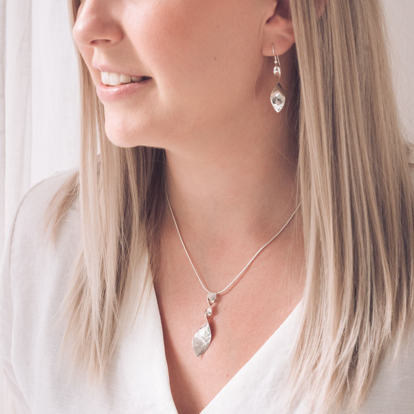 Handmade Silver Texture, Twisted Earrings