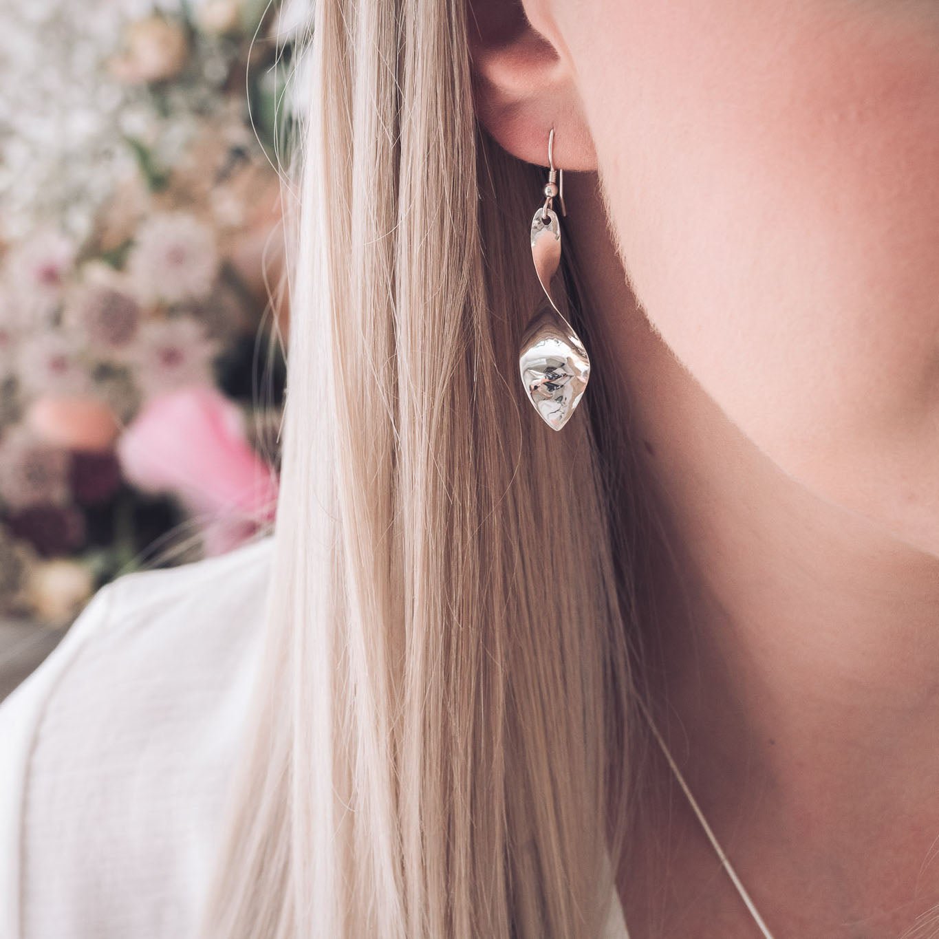 Handmade Silver Texture, Twisted Earrings