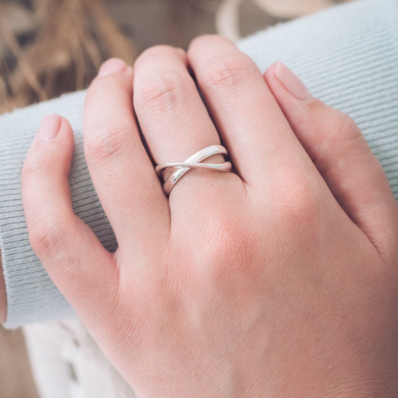 Handmade Silver Isla Ring with Crossover design