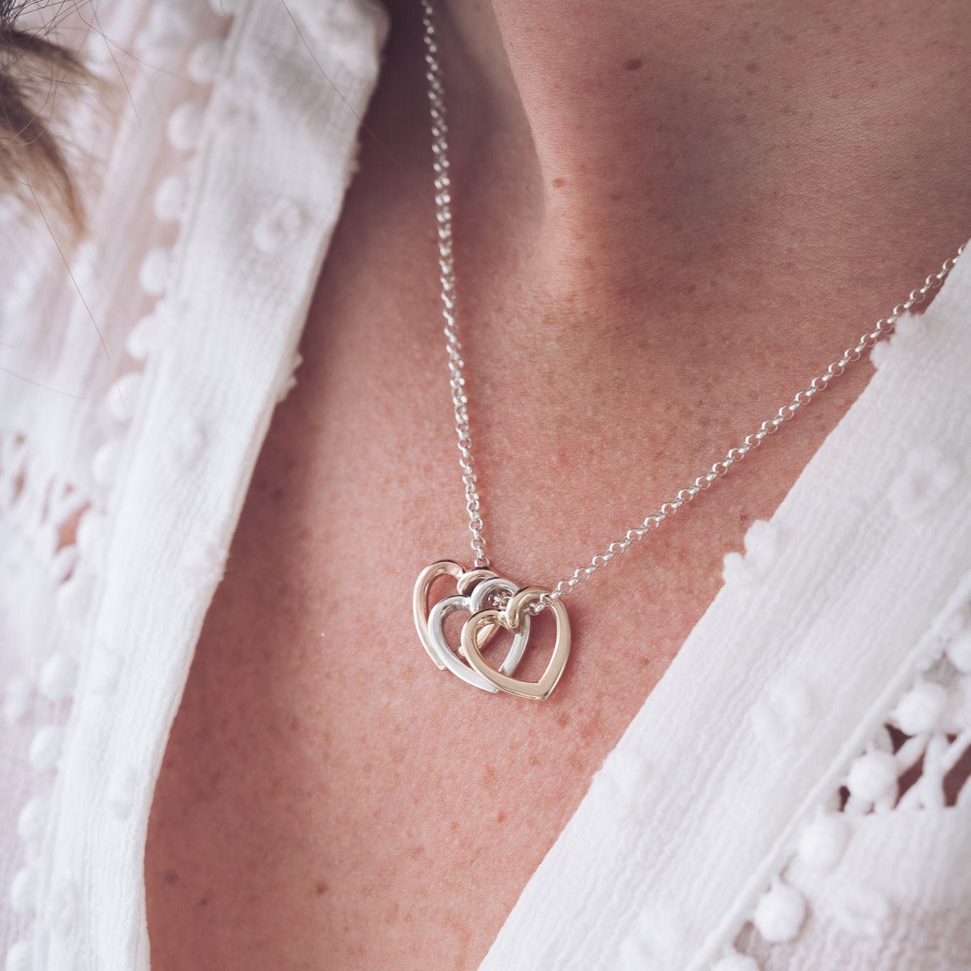 9ct Yellow Gold, Rose Gold and Silver Heart Pendant