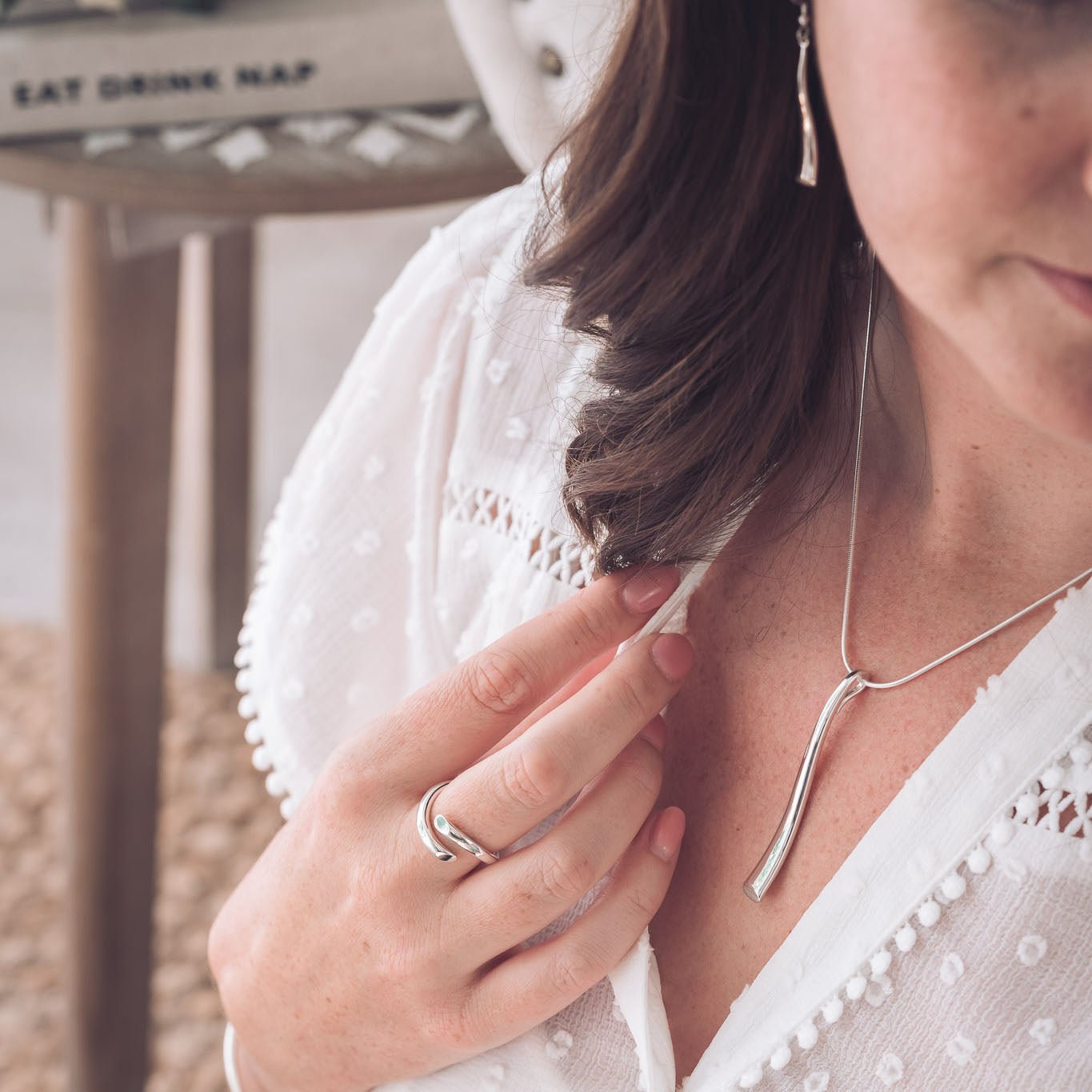 Handcrafted Long Silver Pendant