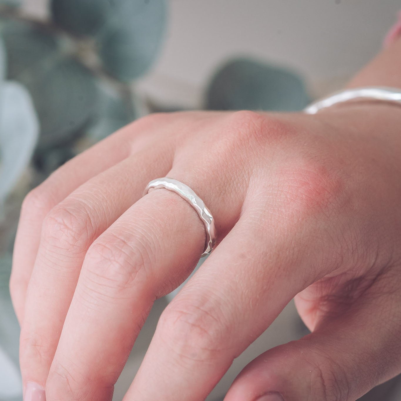 Handmade Silver Hammered Ring