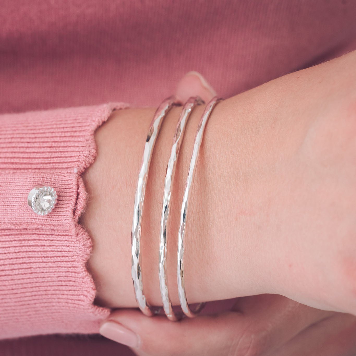 Handmade Silver Hammered Bangle