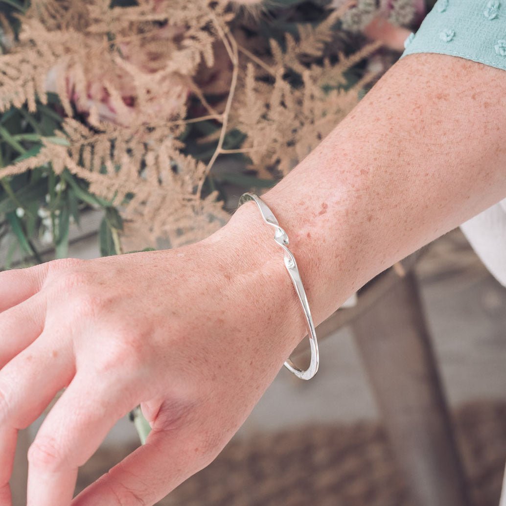 Handmade Silver Slim Twist Bangle