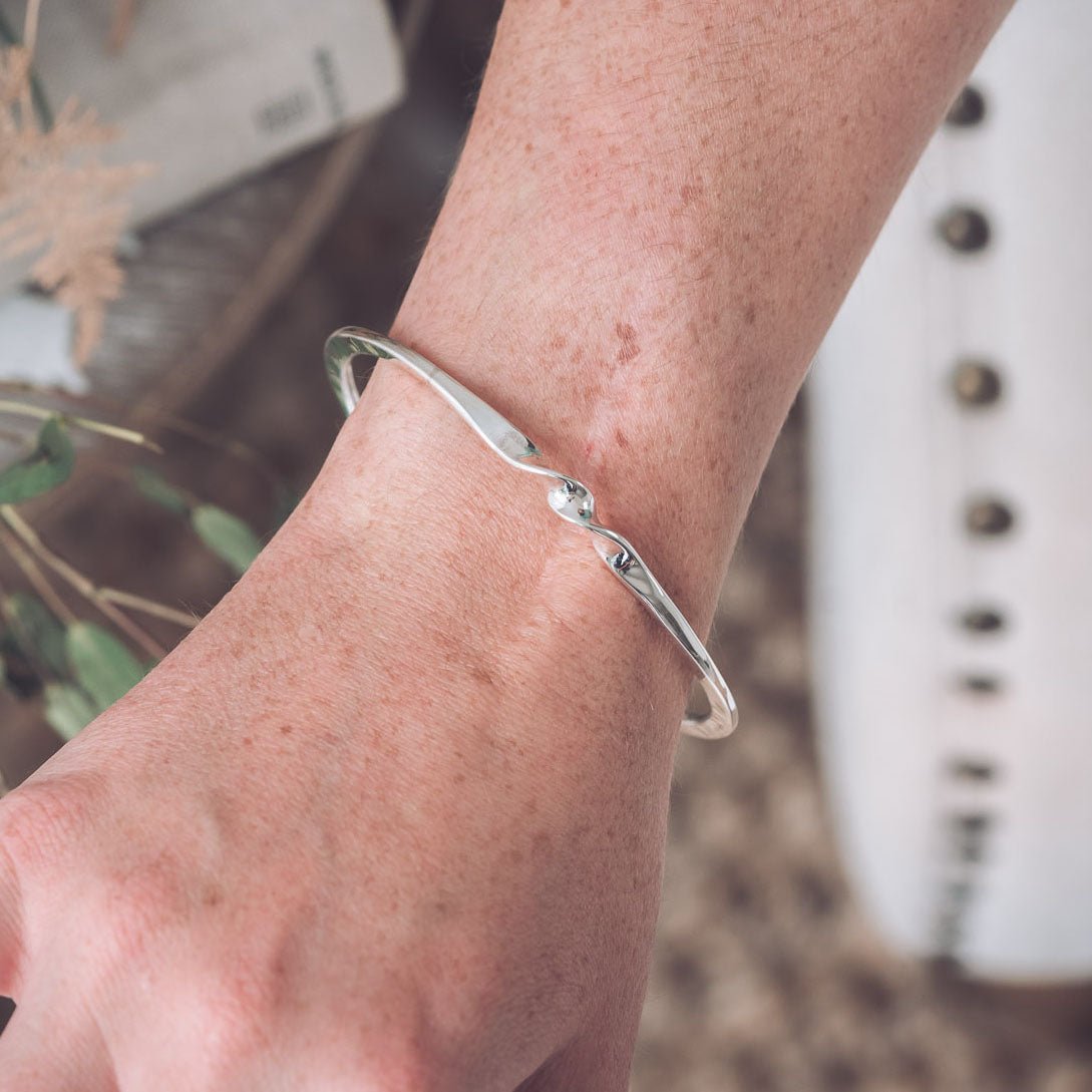 Handmade Silver Slim Twist Bangle