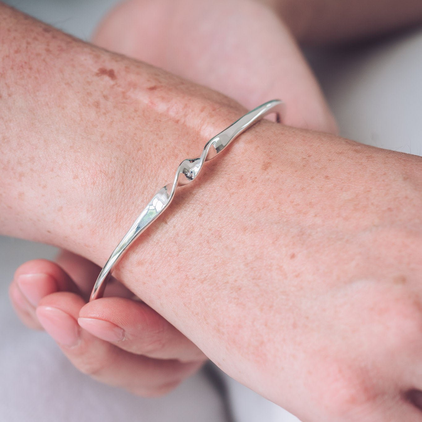 Handmade Silver Slim Twist Bangle