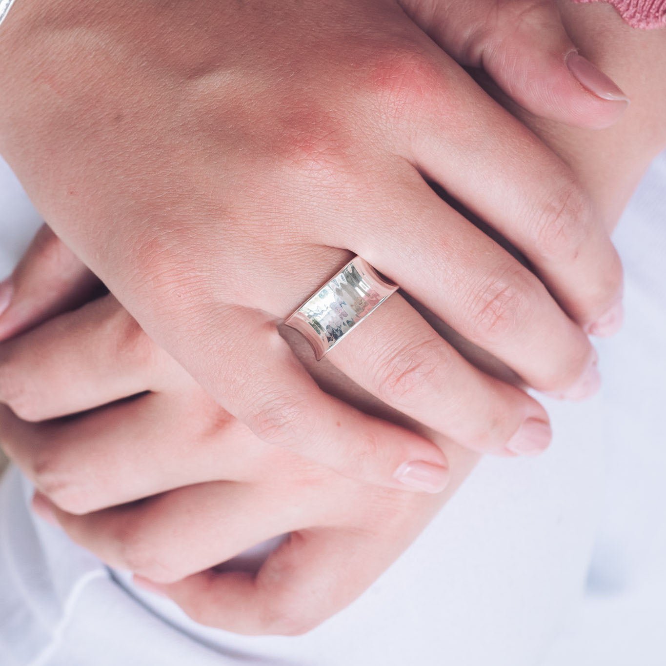 Handmade Silver Hammered Ring 12 mm in Thickness