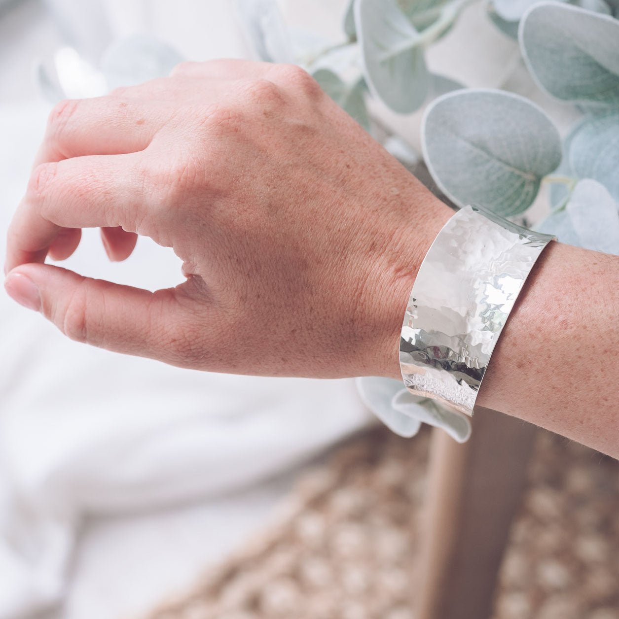 Elizabeth Silver Cuff Bangle - Bangles