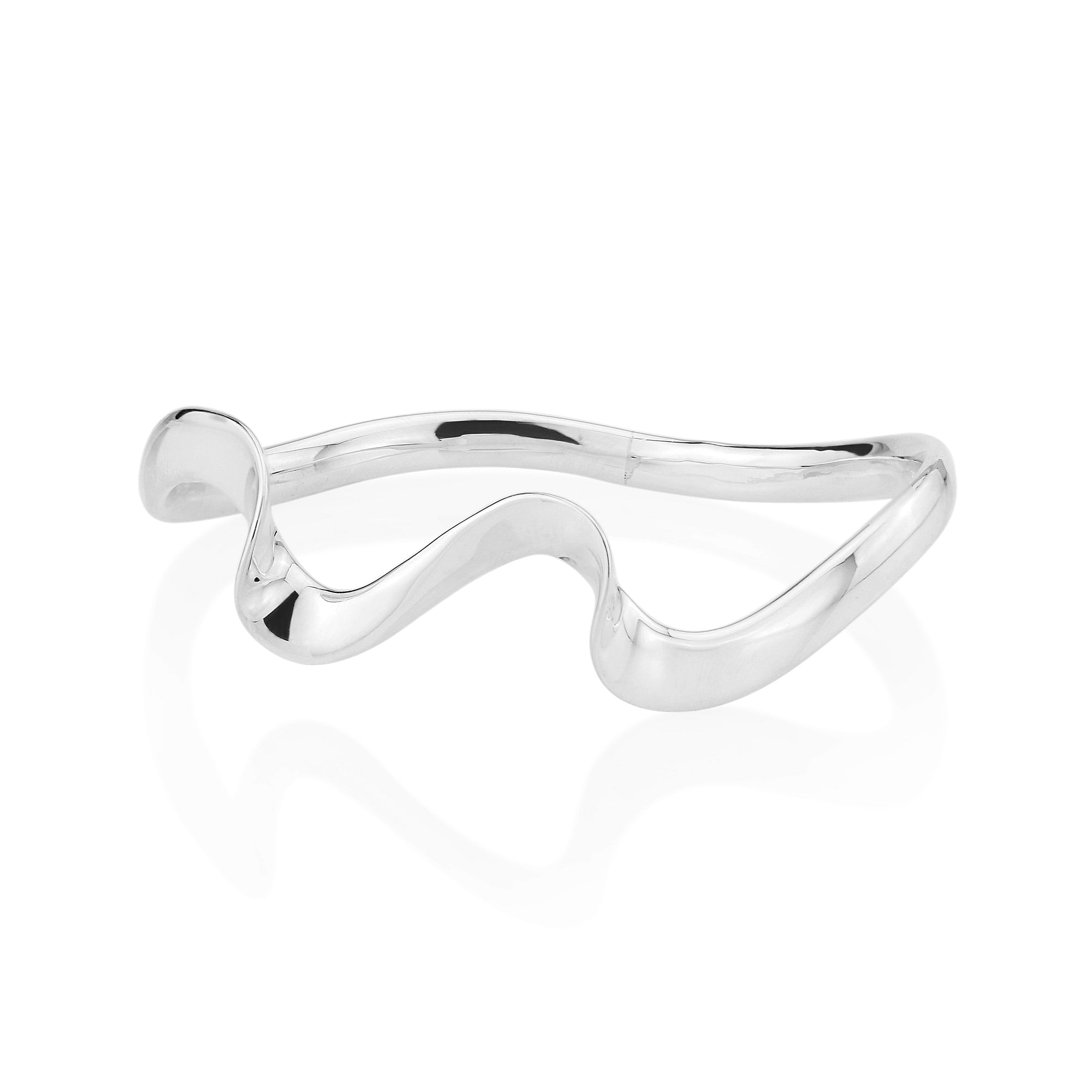 Handmade Sterling Silver Twist Solid Oval Bangle
