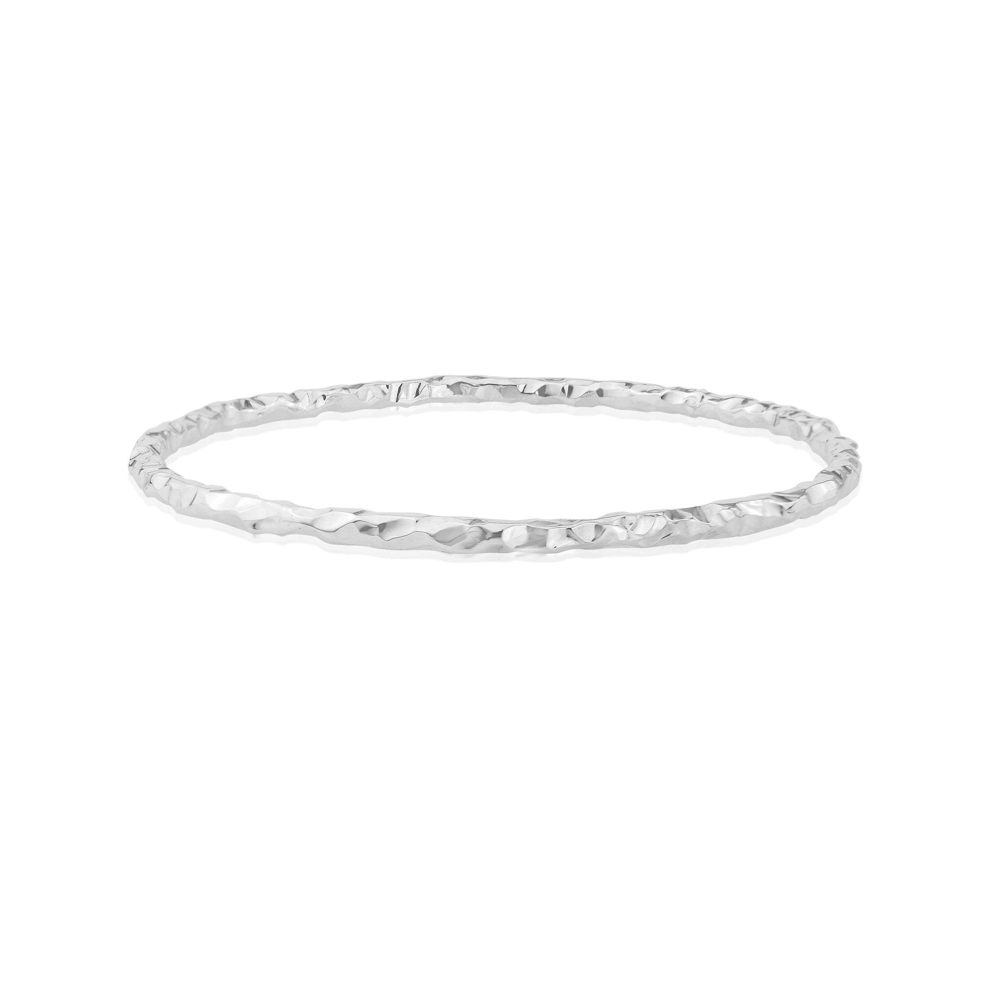 Silver Heavy Chopped Textured Bangle