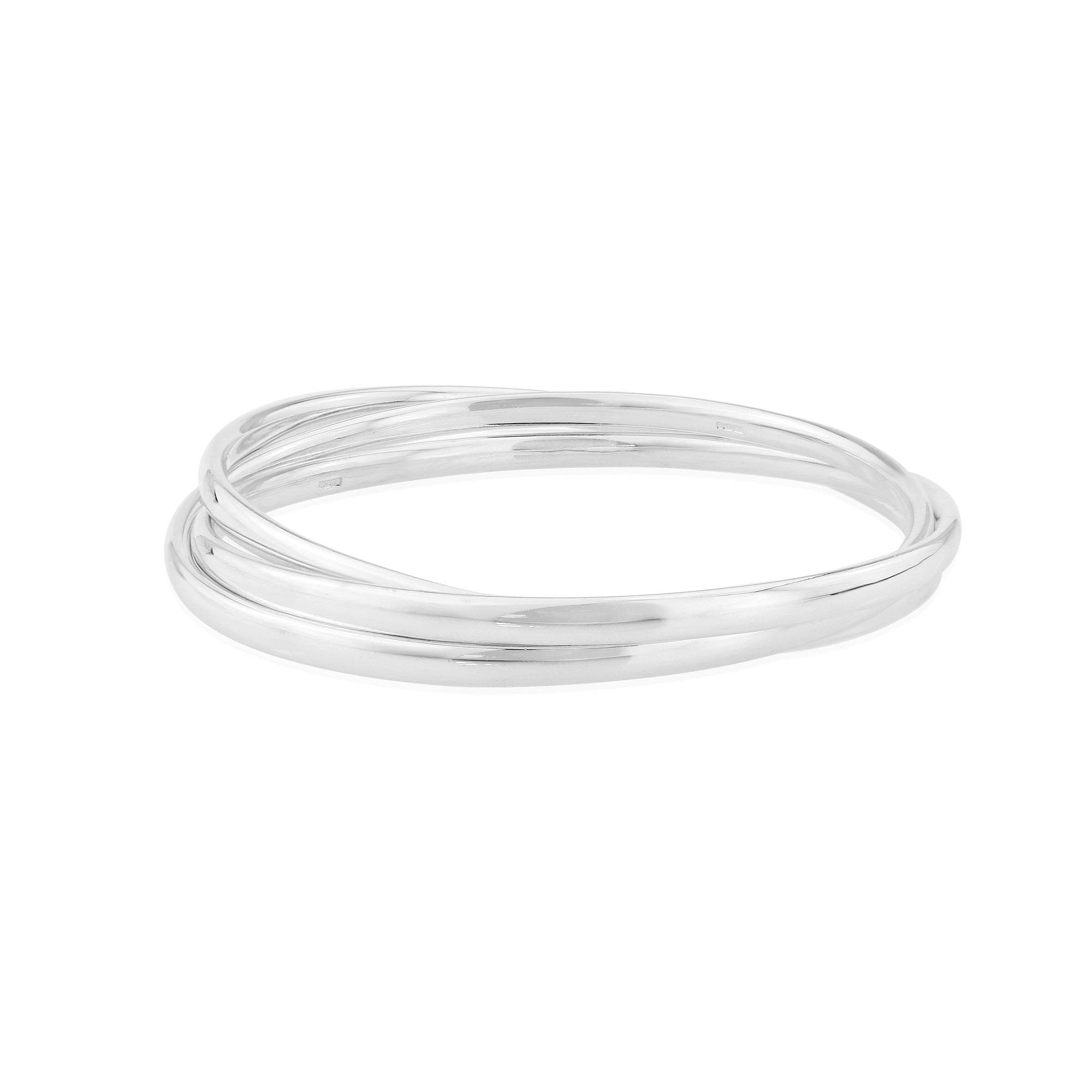 Handmade Silver Triple Interlocking Carol Anne Bangle