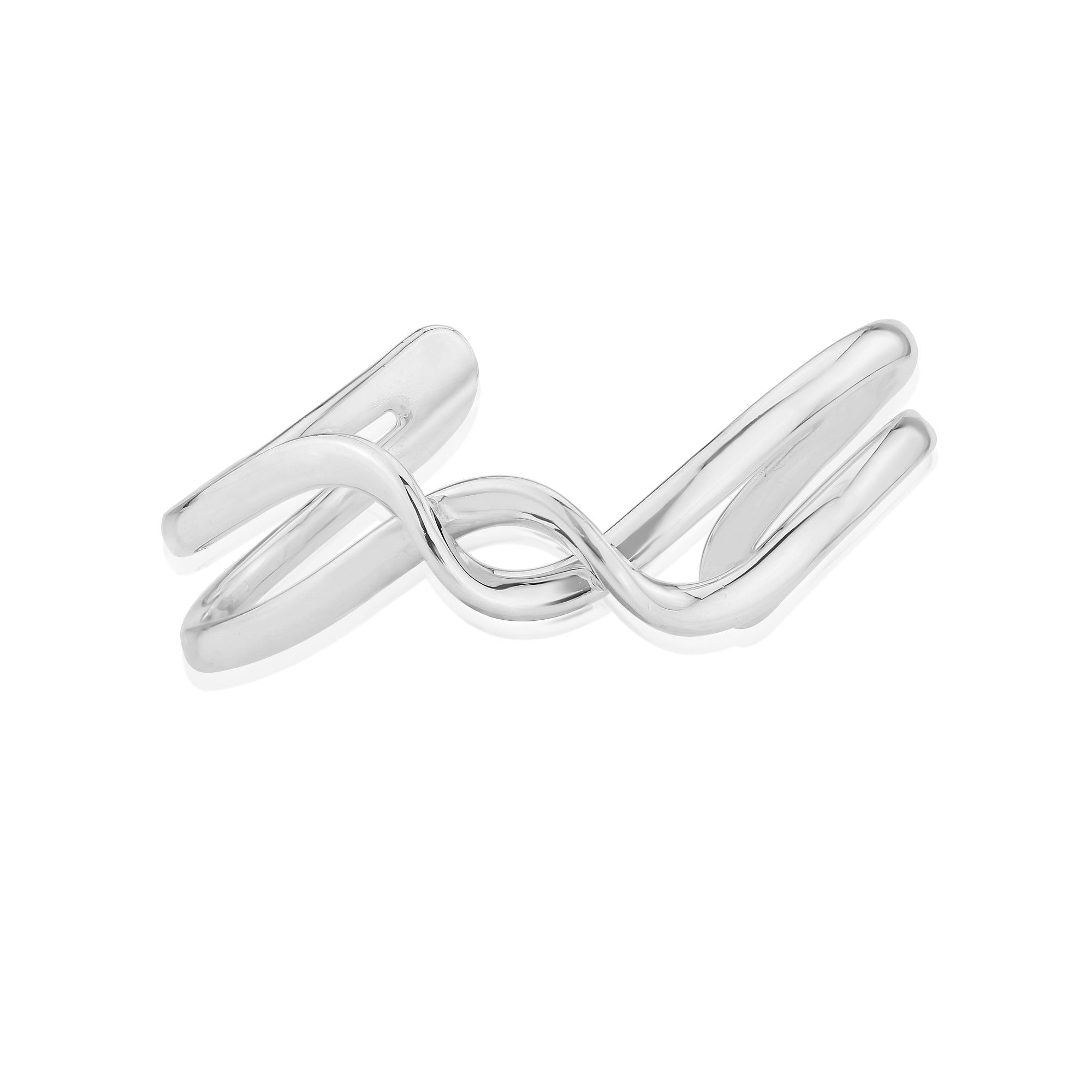 Handmade Sterling Silver Hannah Cuff, Modern Open Design With Twist Detail And Fluid Lines