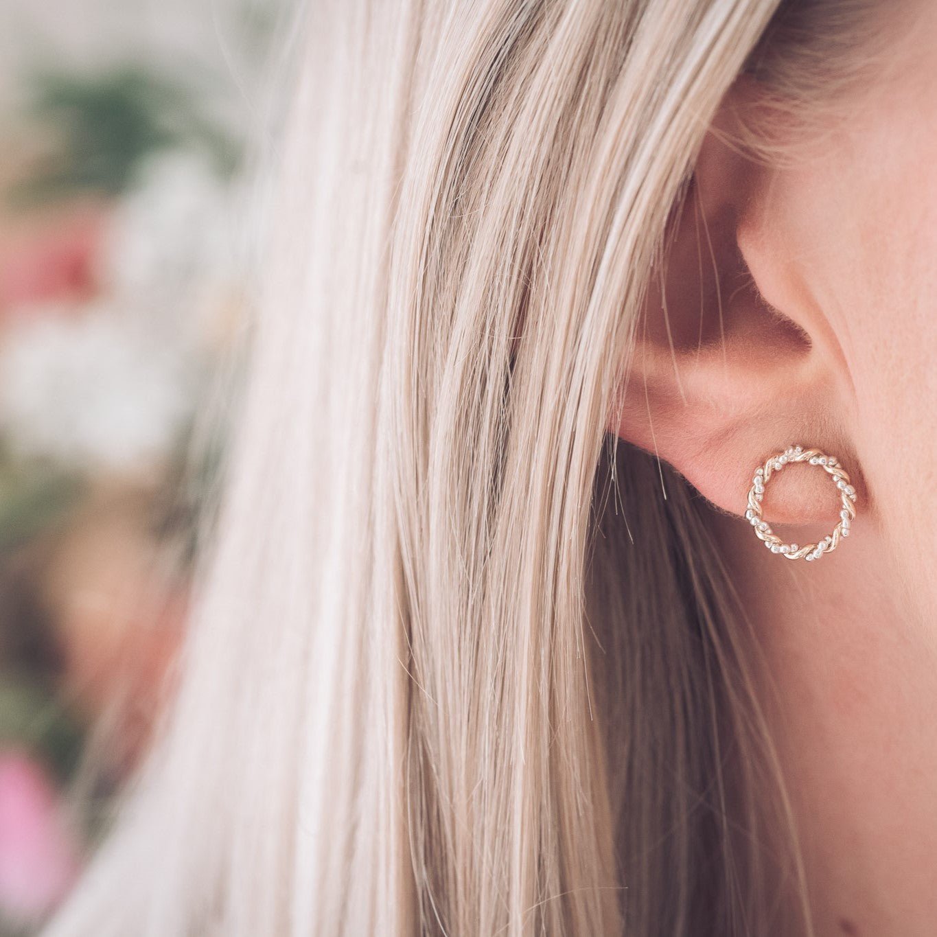 Handmade 9ct Yellow Gold and Silver Stud Earrings