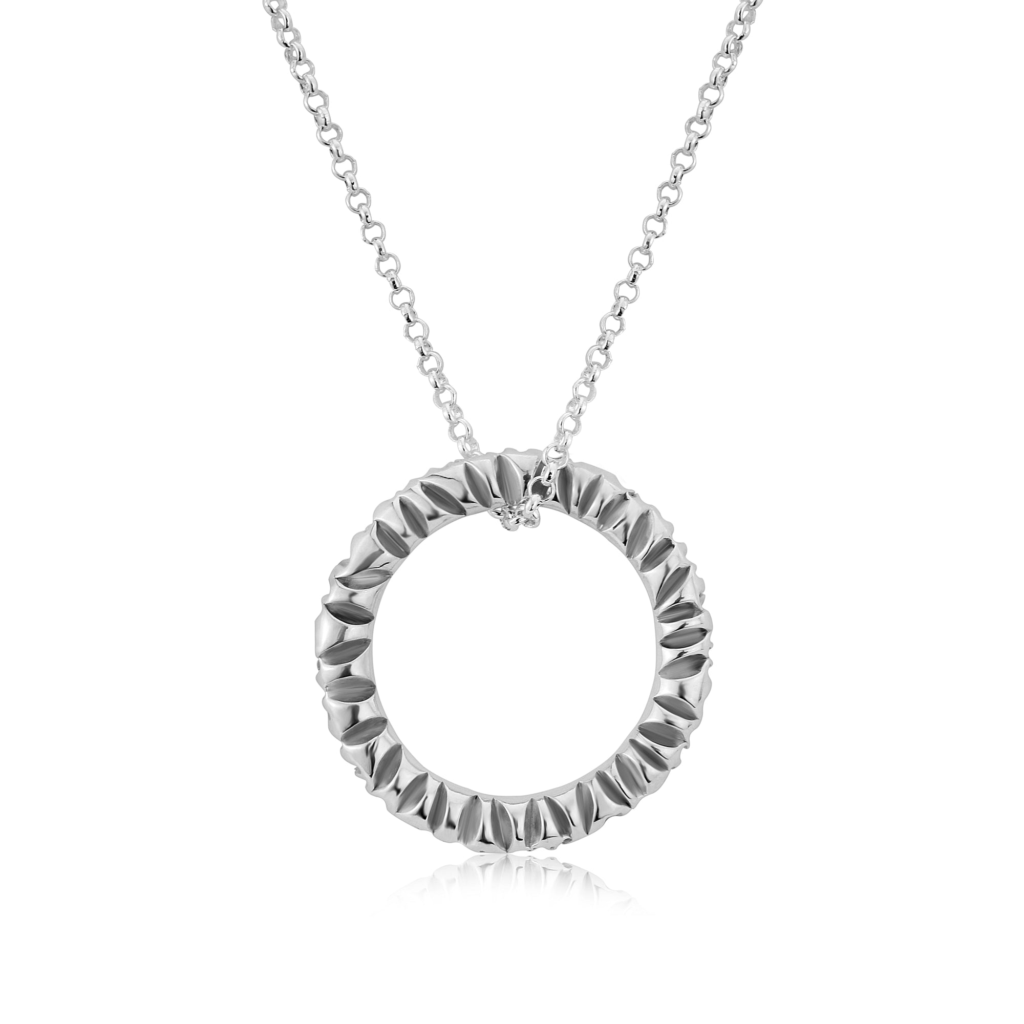 Handcrafted Silver Textured Round Elena Pendant