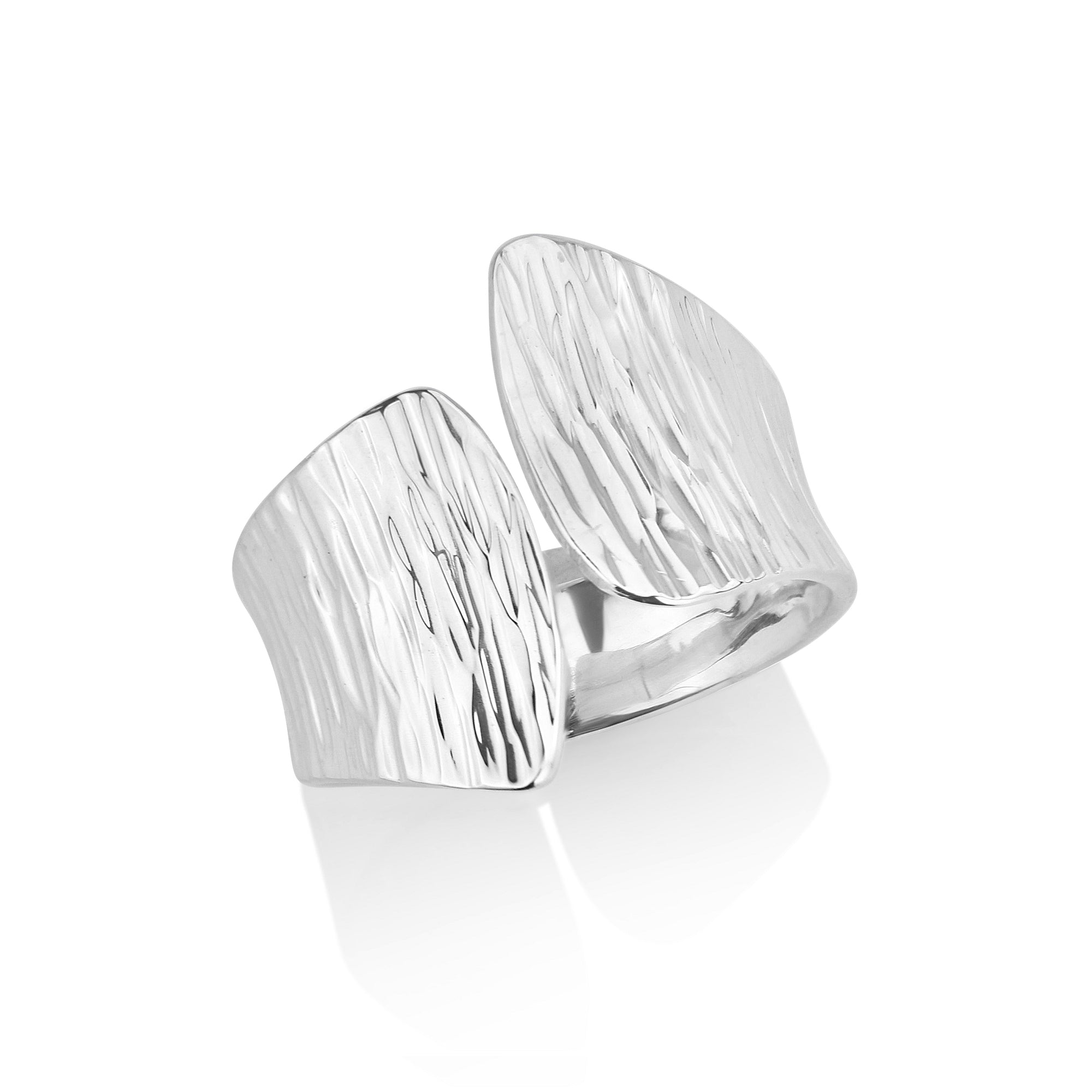 Linear Hammered, Textured Silver Ring