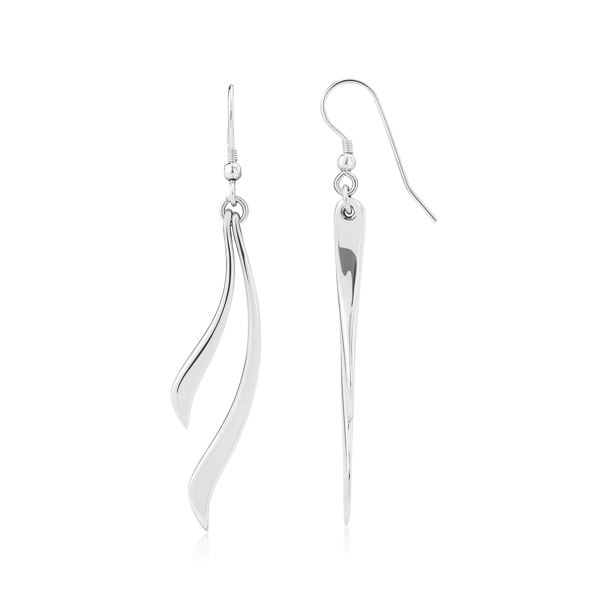 Silver Double Drop Reed Earrings