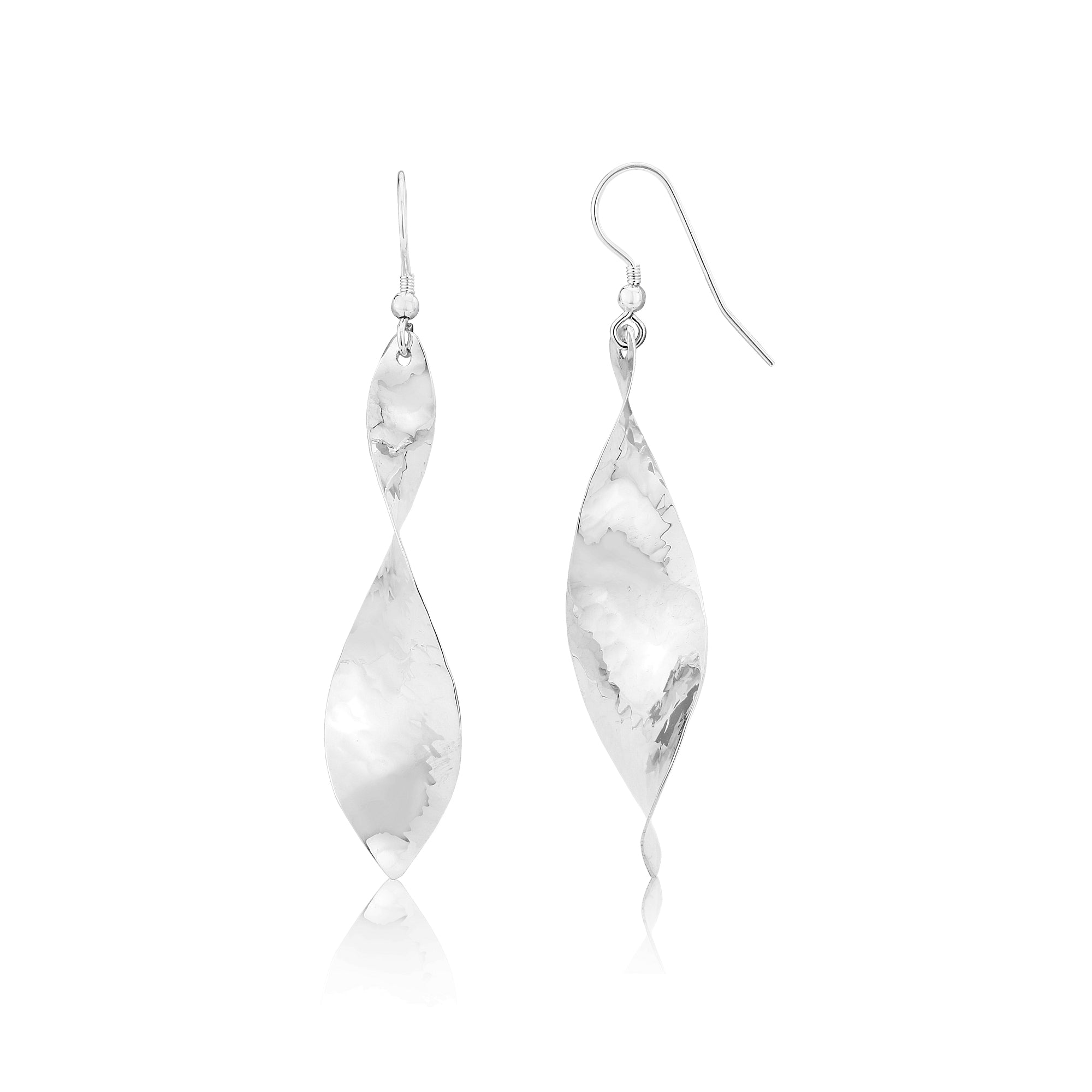 Handmade Silver Texture, Twisted Earrings