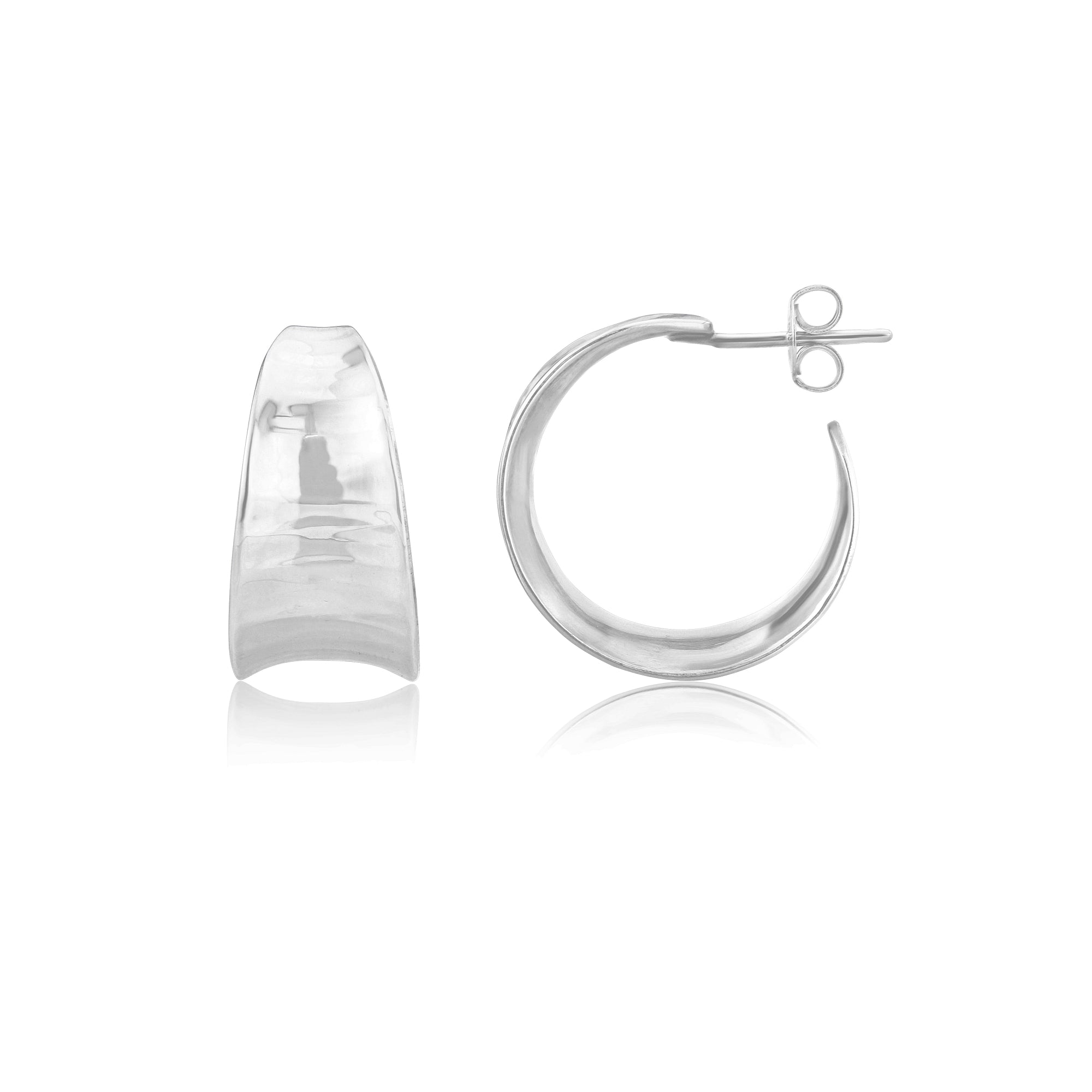 Handmade Silver Hammered Hoop Earrings