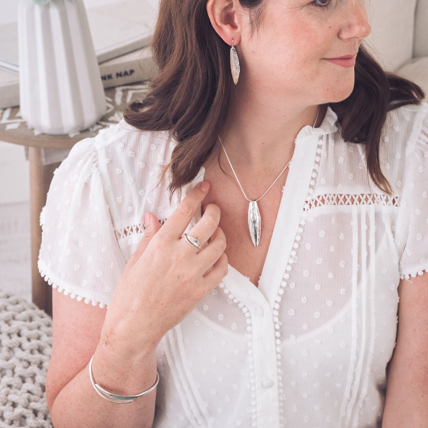 Handmade Silver Leaf Inspired Bangle