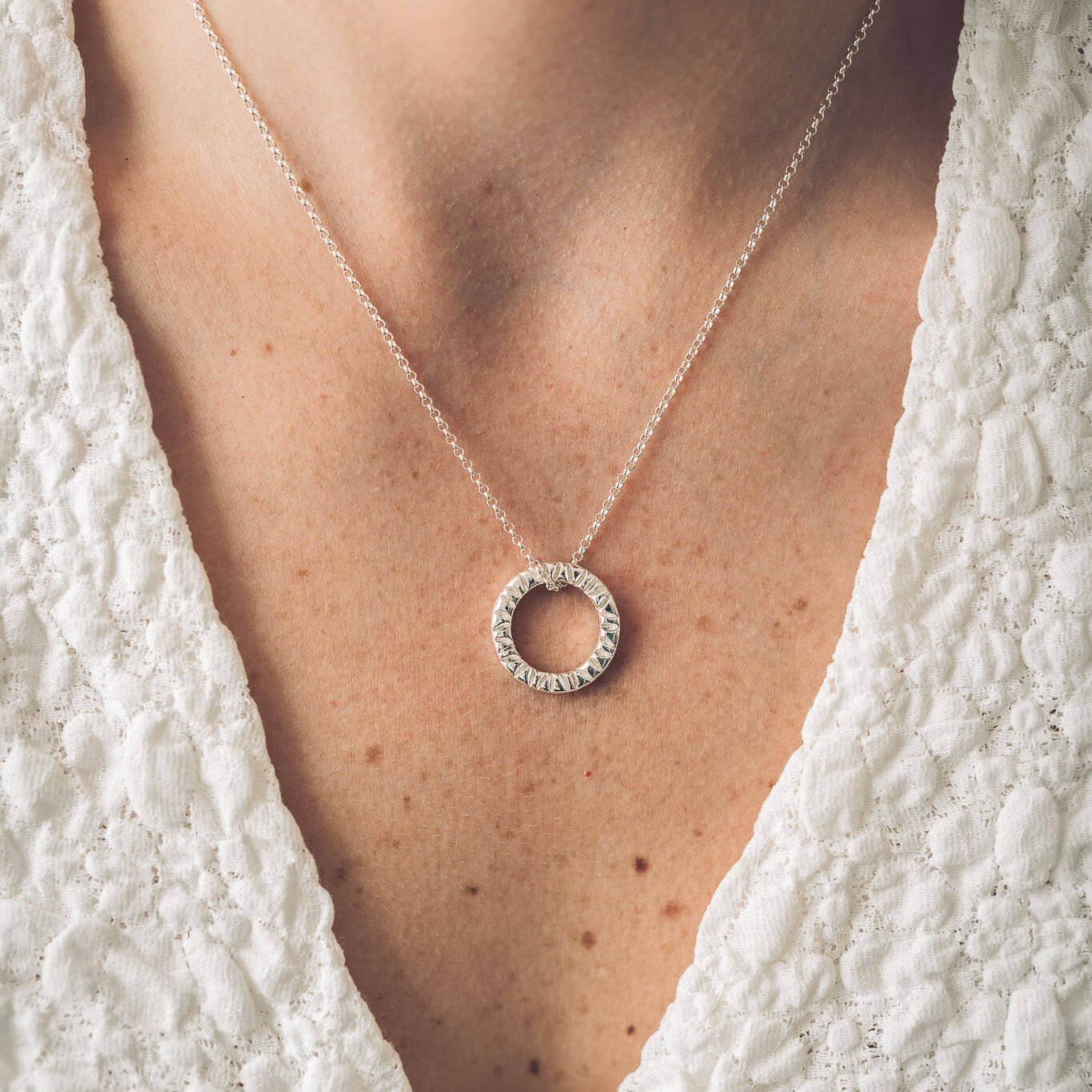 Elena Silver Circle Pendant Necklace - Handmade Jewellery
