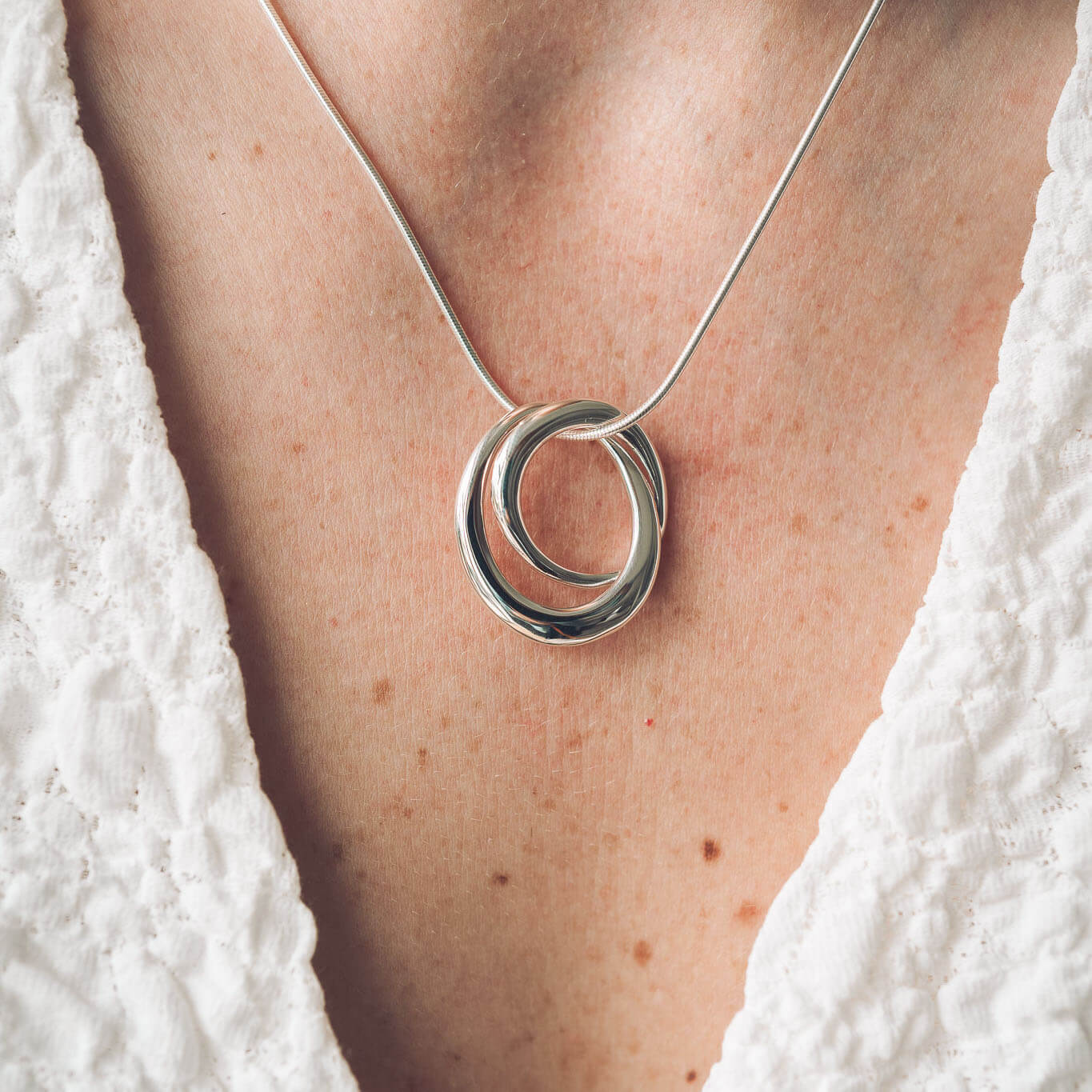 Lily Silver Oval Pendant Necklace - Handmade Jewellery