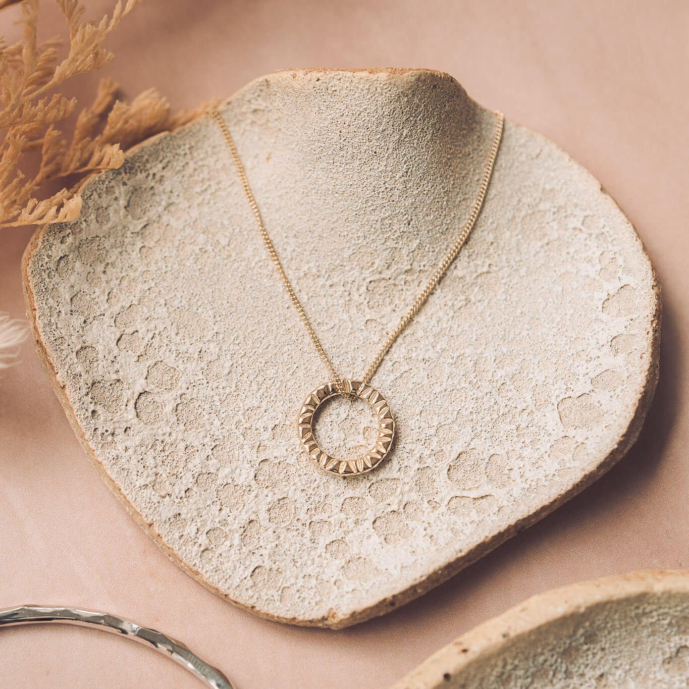 Elena 9ct Gold Circle Pendant Necklace - Handmade Jewellery