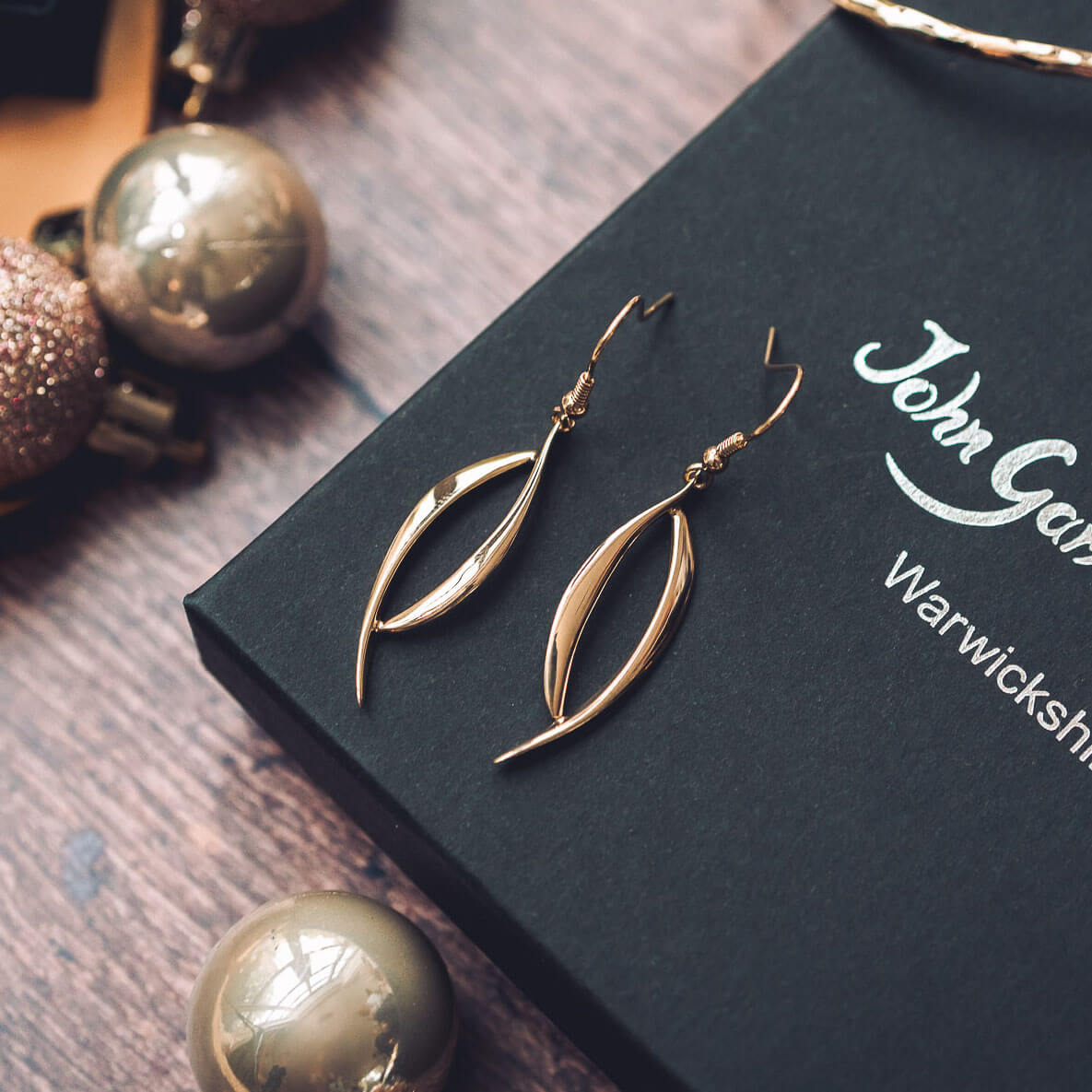 Olive 9ct Gold Drop Earrings