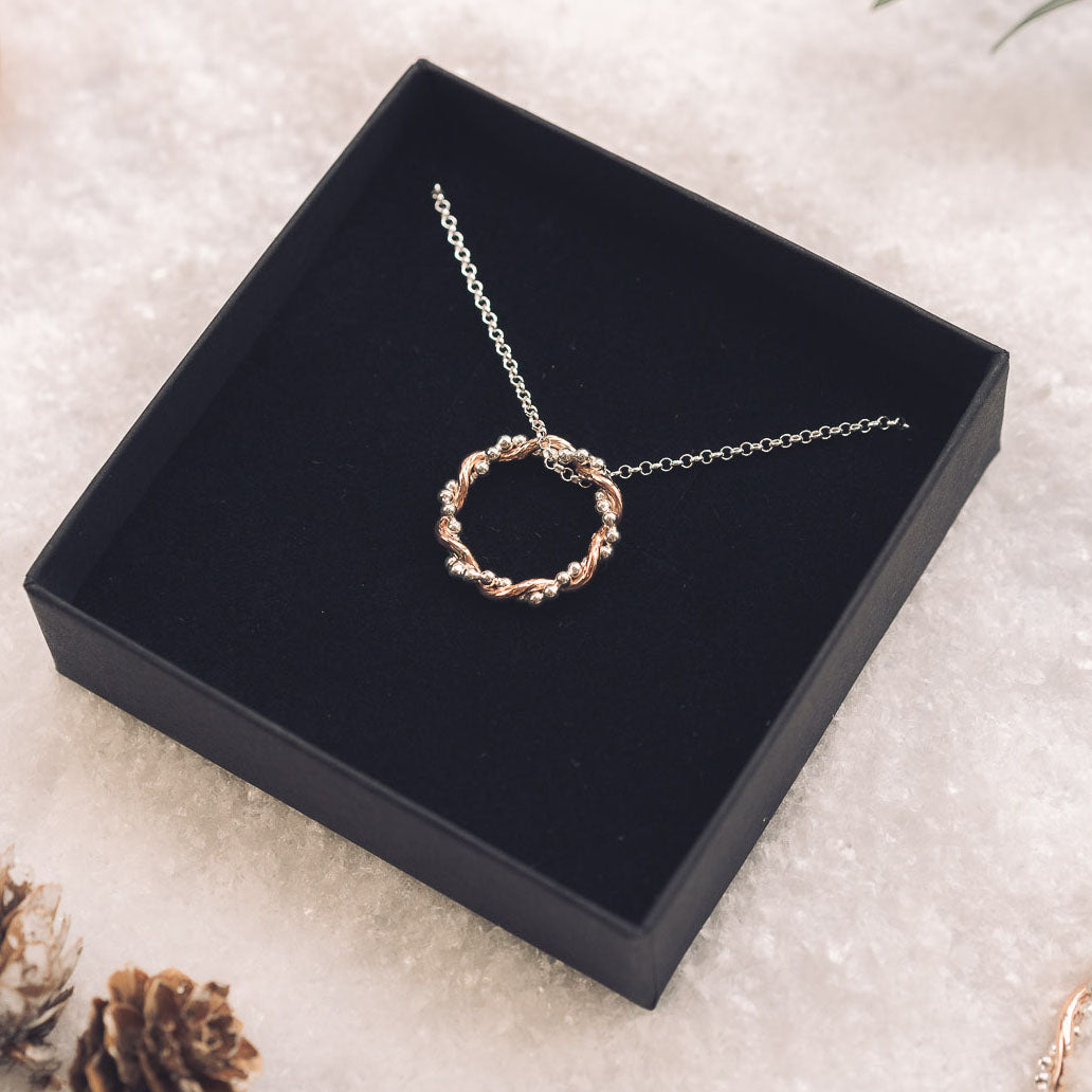 Bramble 9ct Rose Gold and Silver Pendant Necklace