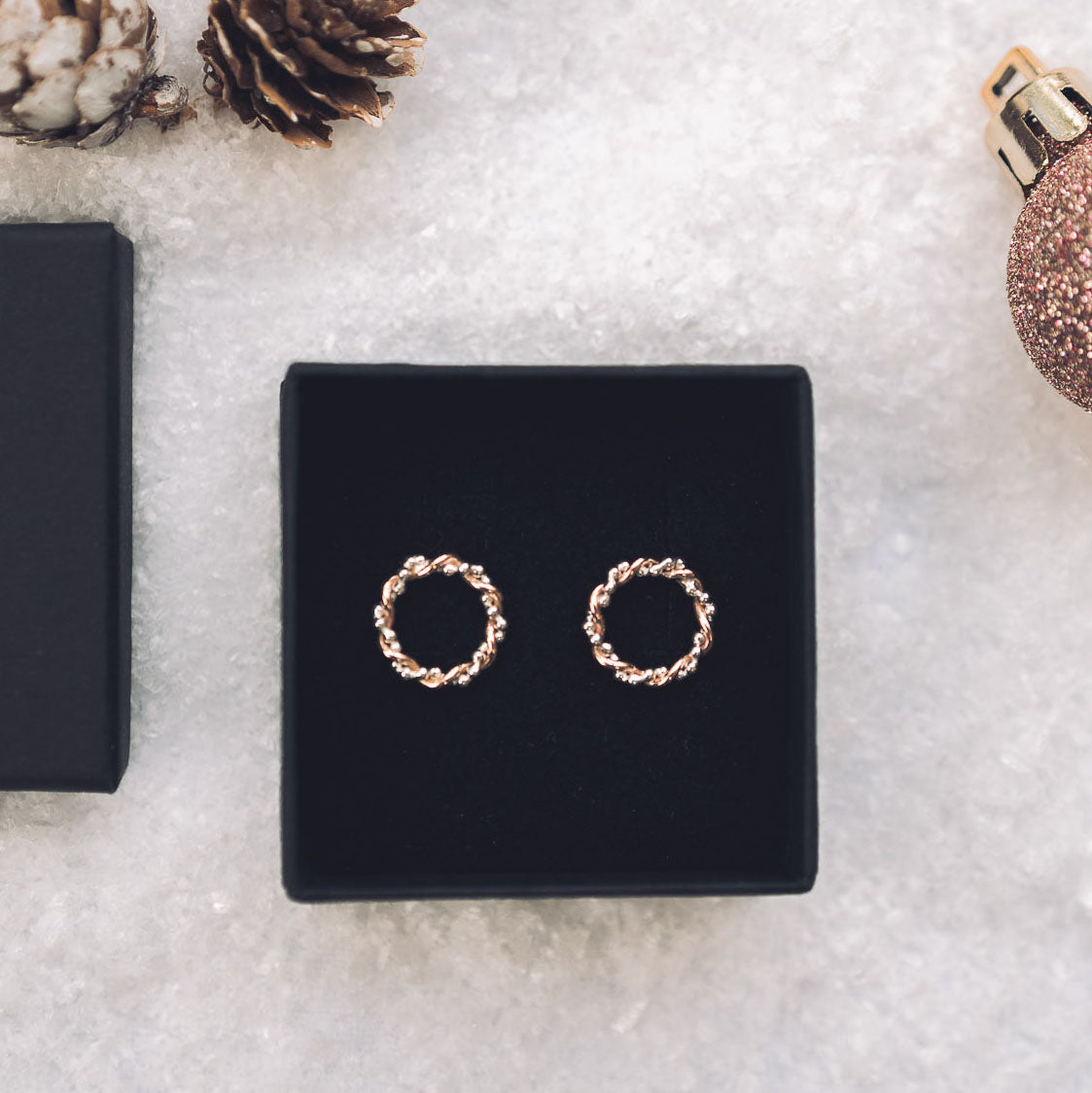 9ct Rose Gold and Silver Bramble Studs